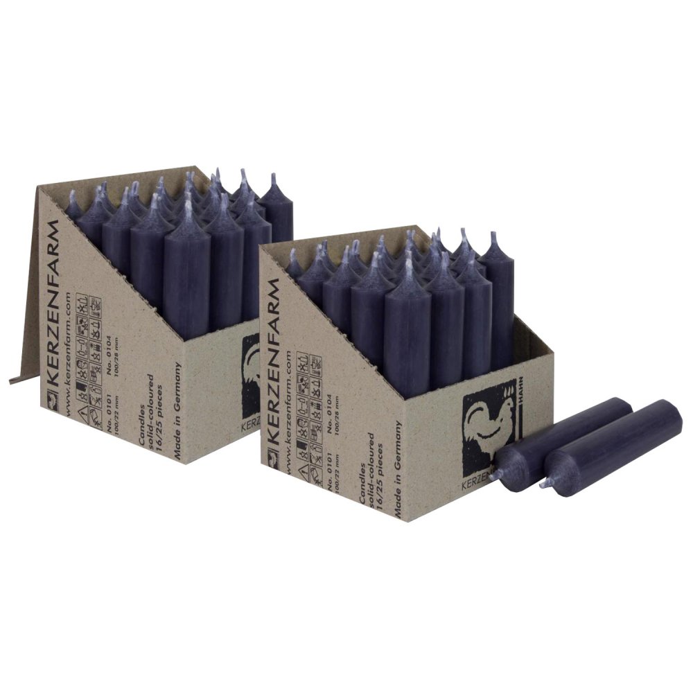 2 x 25 Stabkerzen Anthrazit 100 x 22 mm Kerzenfarm Kerzen Set bei Riemax