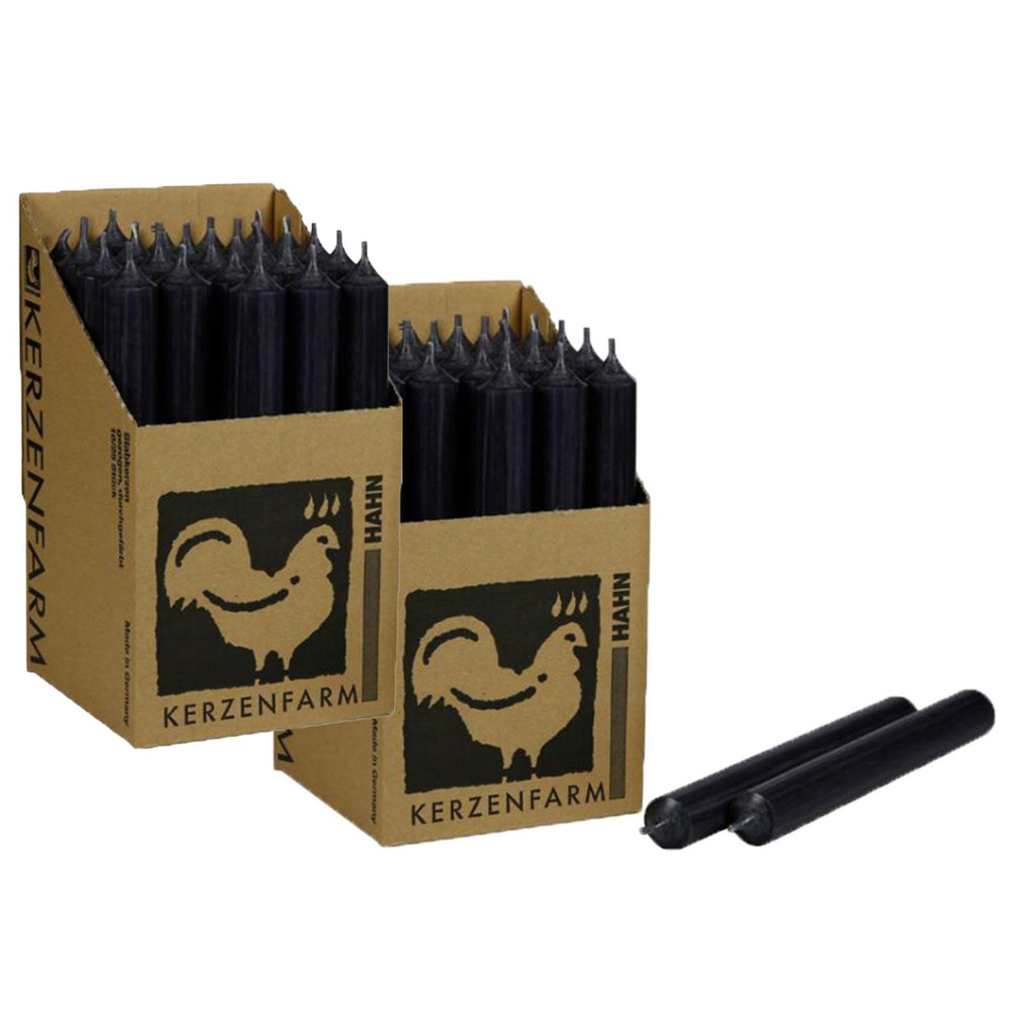 2 x 25 Stabkerzen Anthrazit 250 x 22 mm Kerzenfarm Kerzen Candle Set