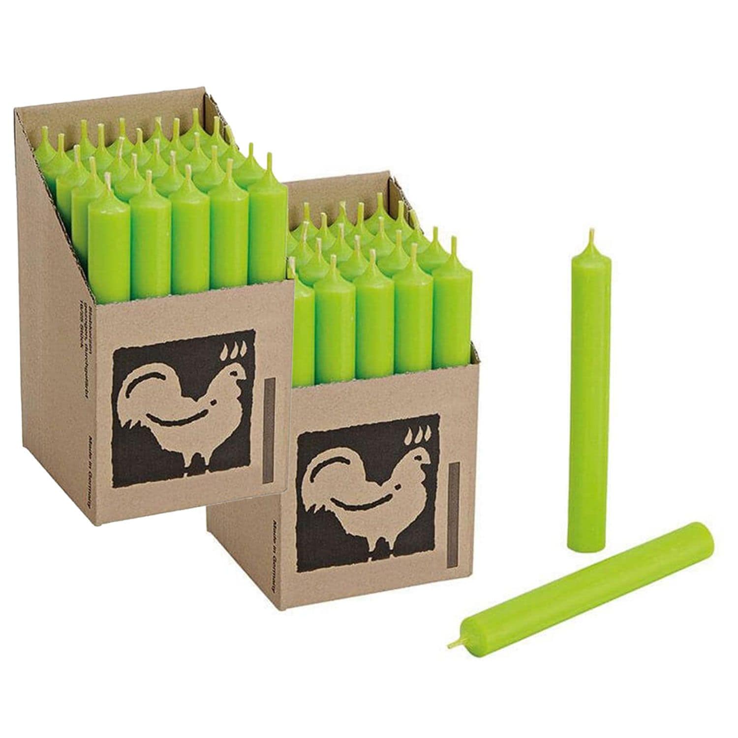 2 x 25 Stabkerzen Apfelgr�n Apple Green 180 x 22 mm Kerzenfarm Kerzen Candle Set