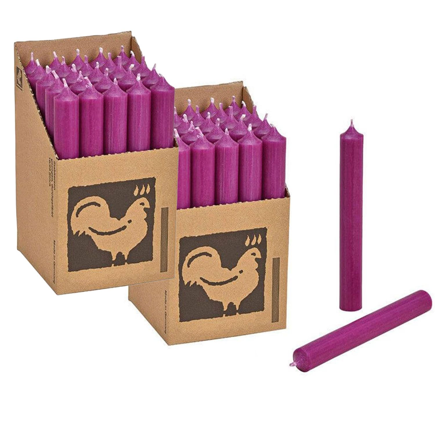 2 x 25 Stabkerzen Aubergine 250 x 22 mm Kerzenfarm Kerzen Candle Set