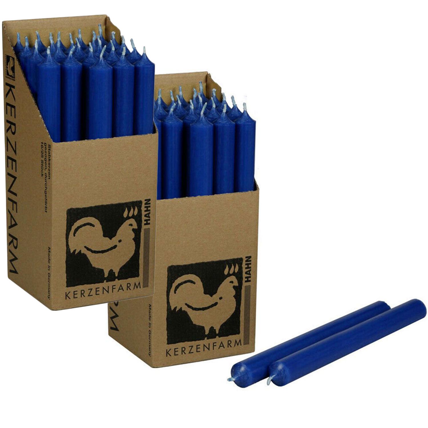 2 x 25 Stabkerzen Blau 250 x 22 mm Kerzenfarm Kerzen Candle Set