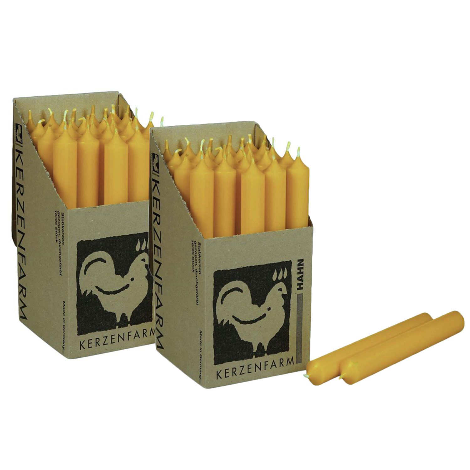 2 x 25 Stabkerzen Currygelb 180 x 22 mm Kerzenfarm Kerzen Candle Set