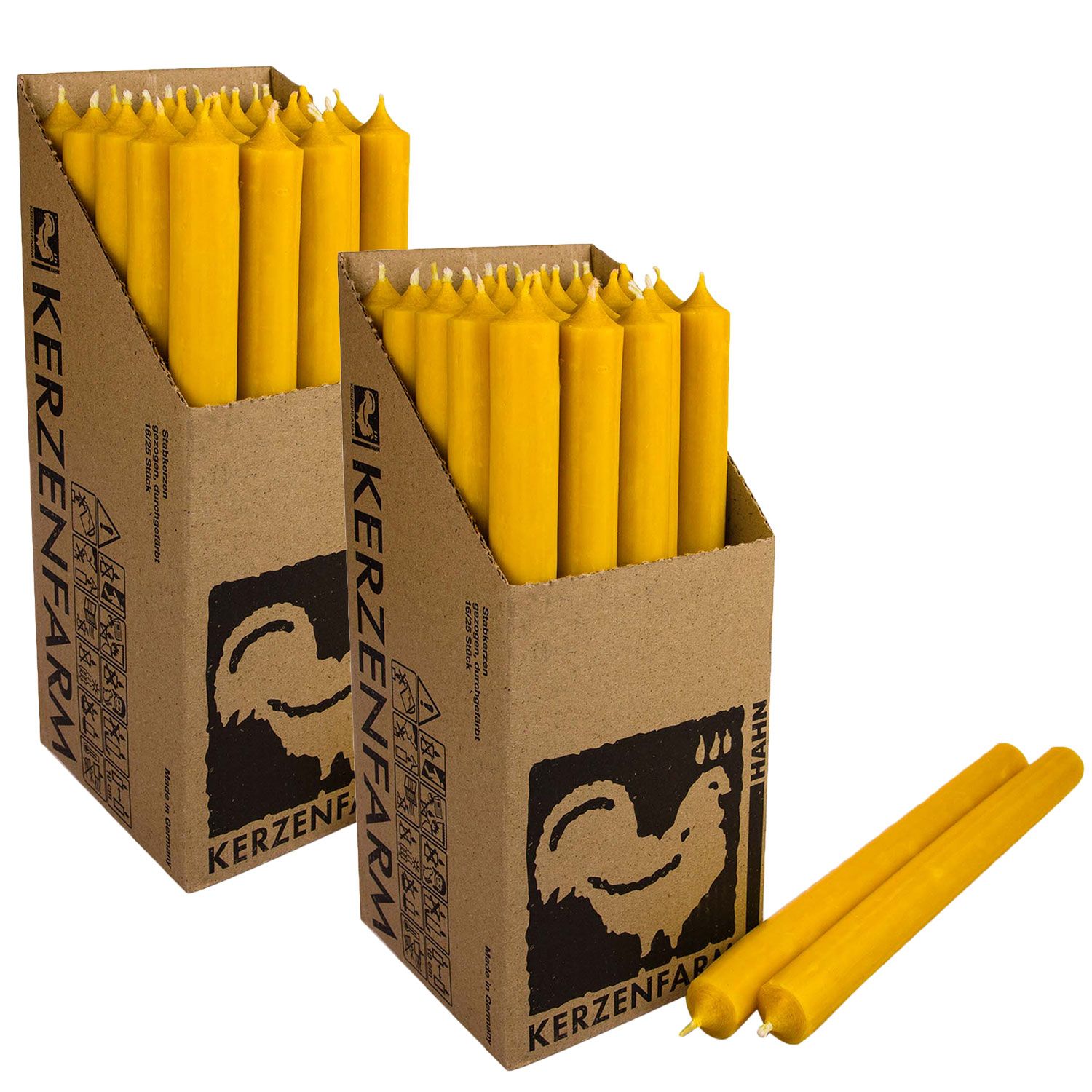 2 x 25 Stabkerzen Currygelb 250 x 22 mm Kerzenfarm Kerzen Candle Set