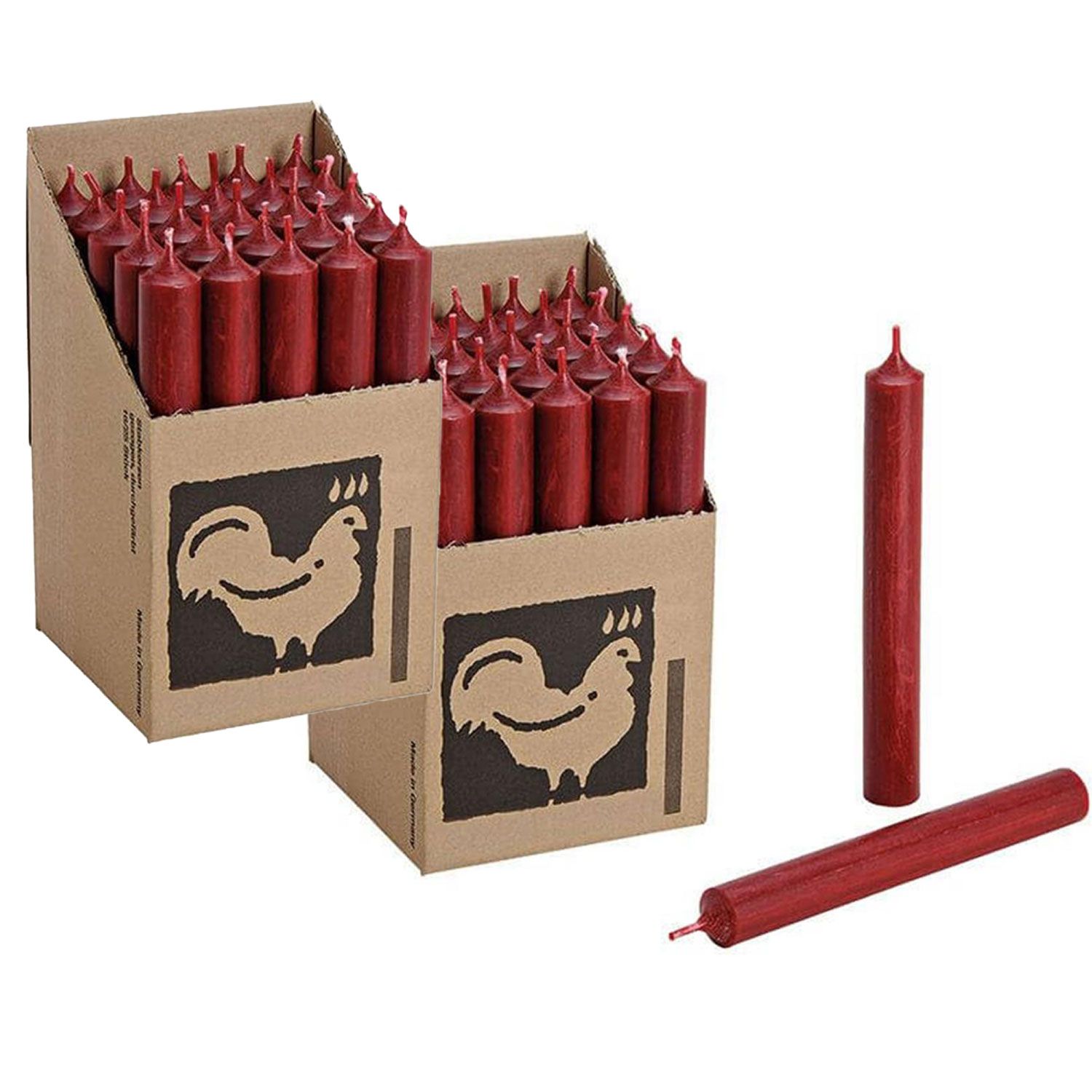 2 x 25 Stabkerzen Dunkelrot 250 x 22 mm Kerzenfarm Kerzen Candle Set