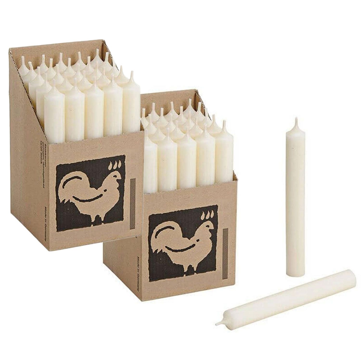 2 x 25 Stabkerzen Elfenbein - Ivory 250 x 22 mm Kerzenfarm Kerzen Candle Set