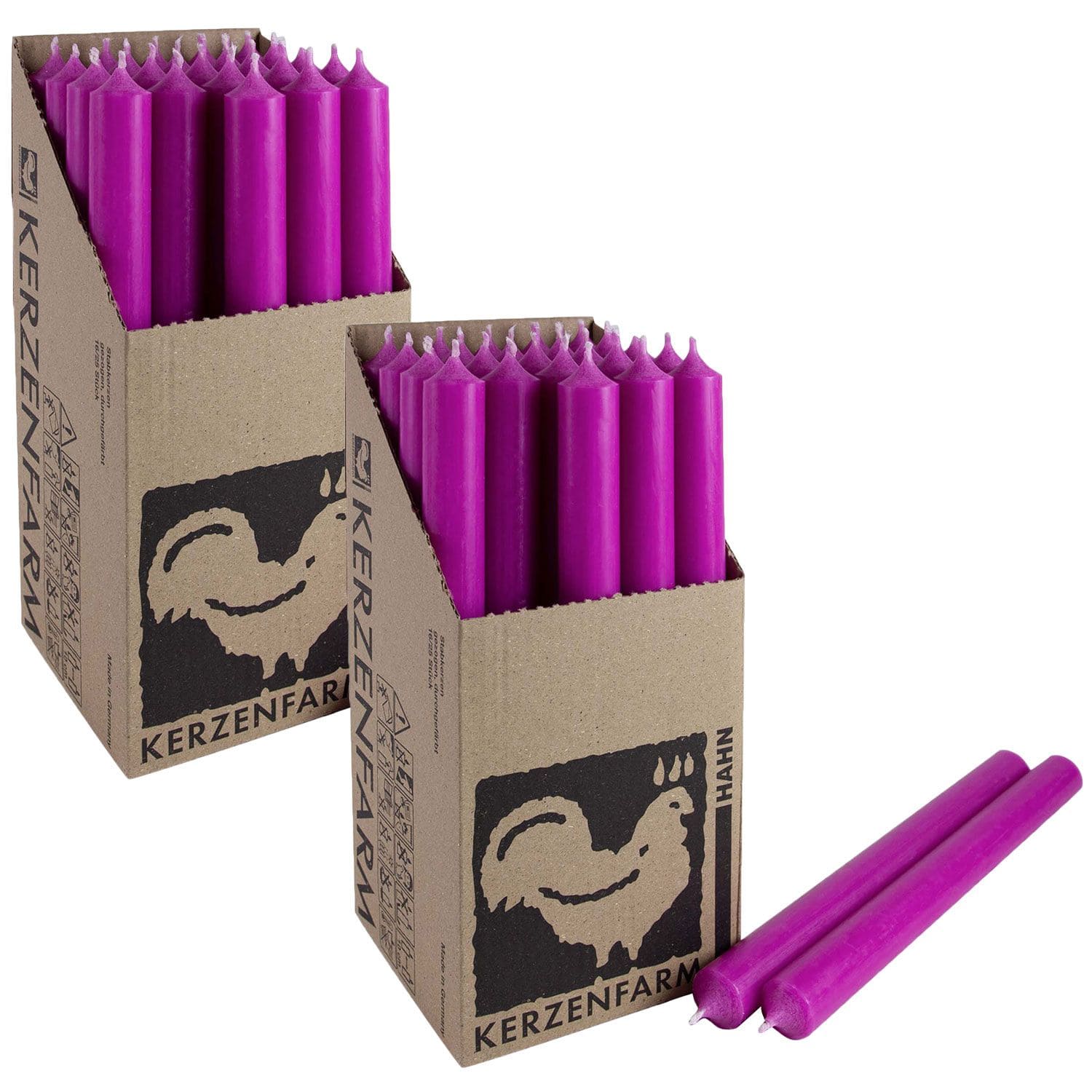 2 x 25 Stabkerzen Fuchsia 250 x 22 mm Kerzenfarm Kerzen Candle Set