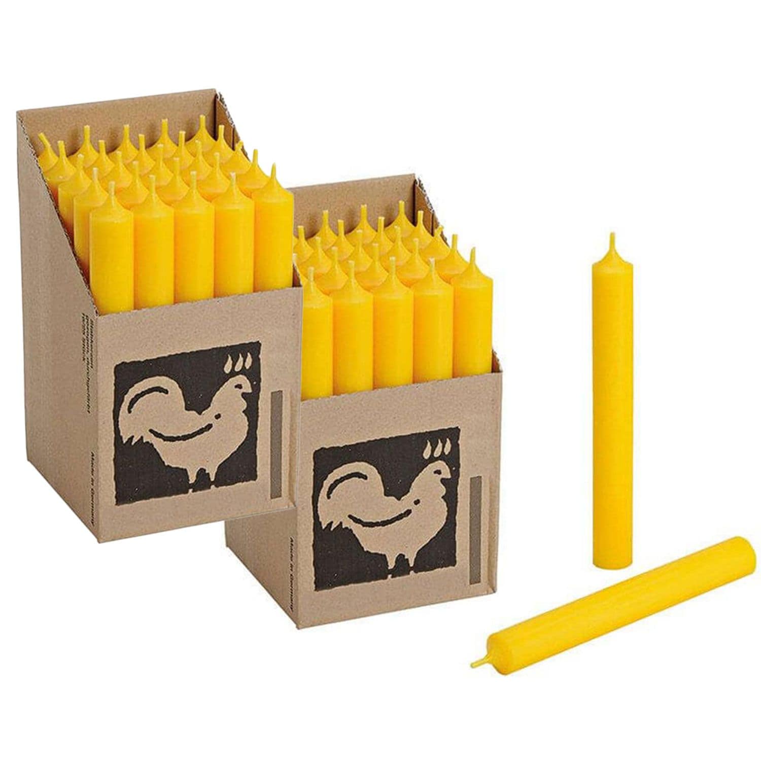 2 x 25 Stabkerzen Gelb - Yellow 250 x 22 mm Kerzenfarm Kerzen Candle Set
