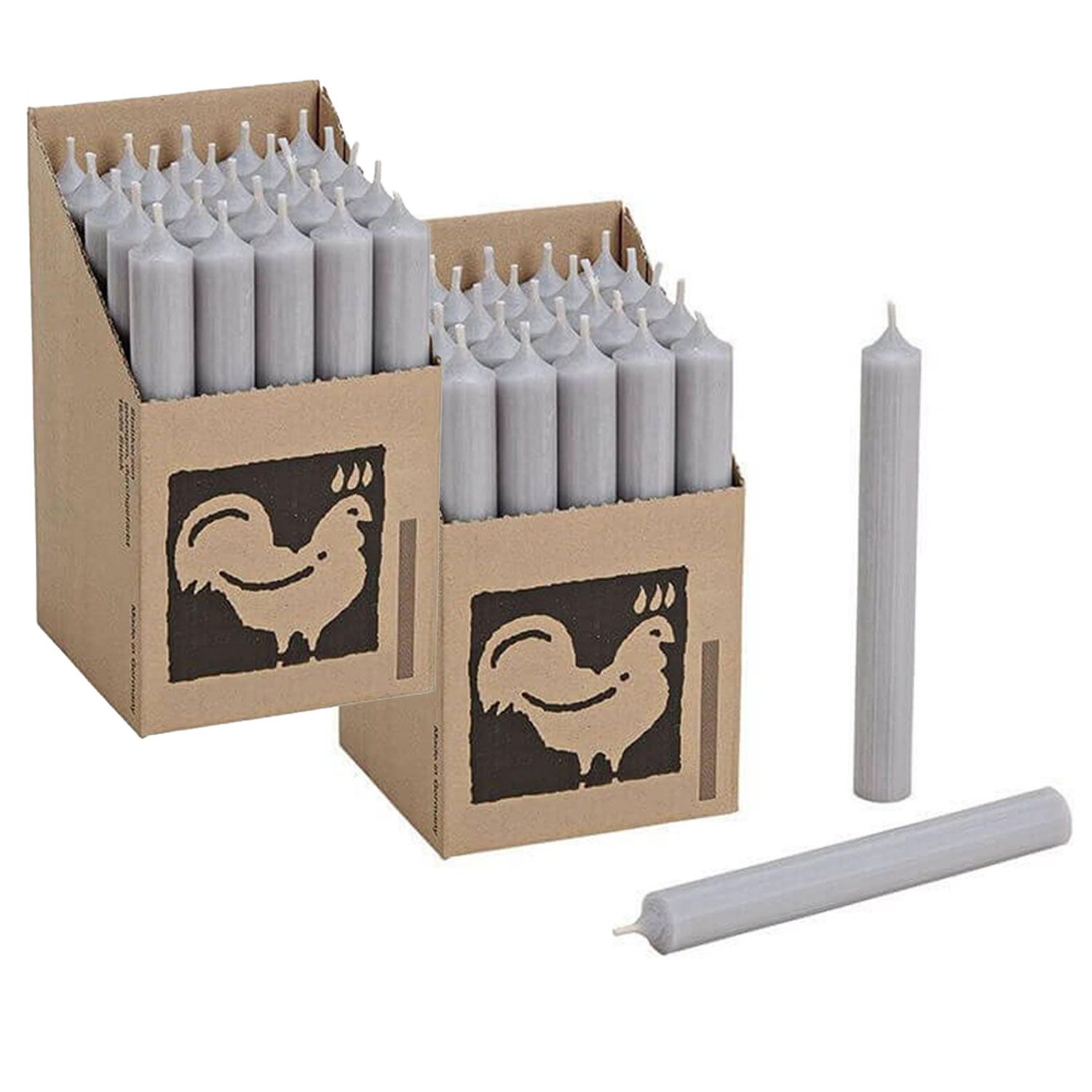 2 x 25 Stabkerzen Grau - Gray 180 x 22 mm Kerzenfarm Kerzen Candle Set