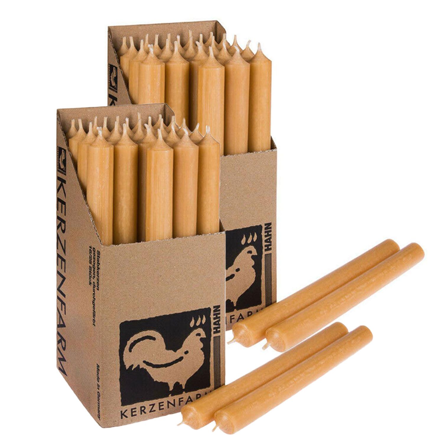 2 x 25 Stabkerzen Karamell 250 x 22 mm Kerzenfarm Kerzen Candle Set