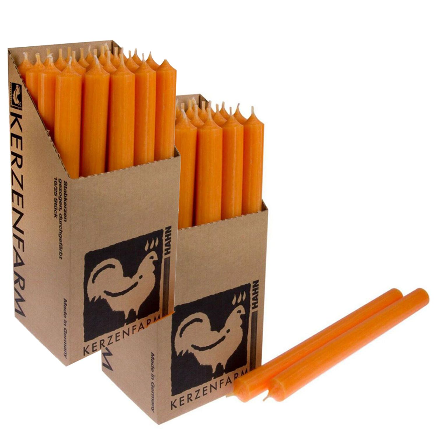 2 x 25 Stabkerzen Mandarin 180 x 22 mm Kerzenfarm Kerzen Candle Set