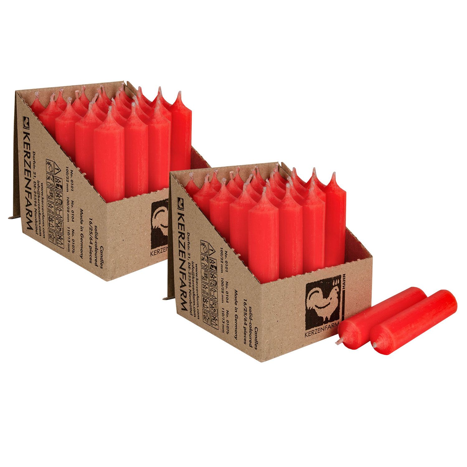 2 x 25 Stabkerzen Neon Orange 100 x 22 mm Kerzenfarm Kerzen Candle Set