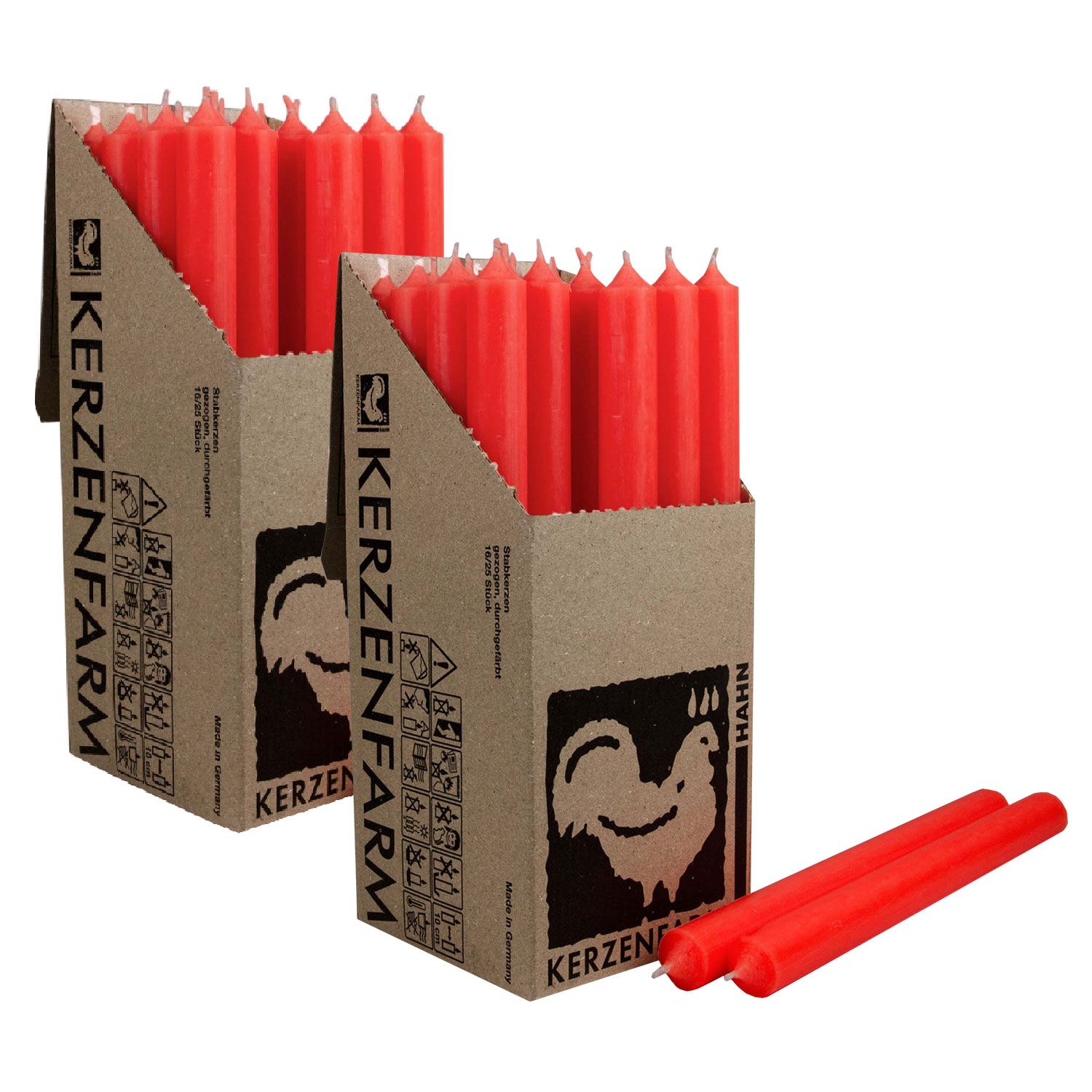2 x 25 Stabkerzen Neon Orange 250 x 22 mm Kerzenfarm Kerzen Candle Set