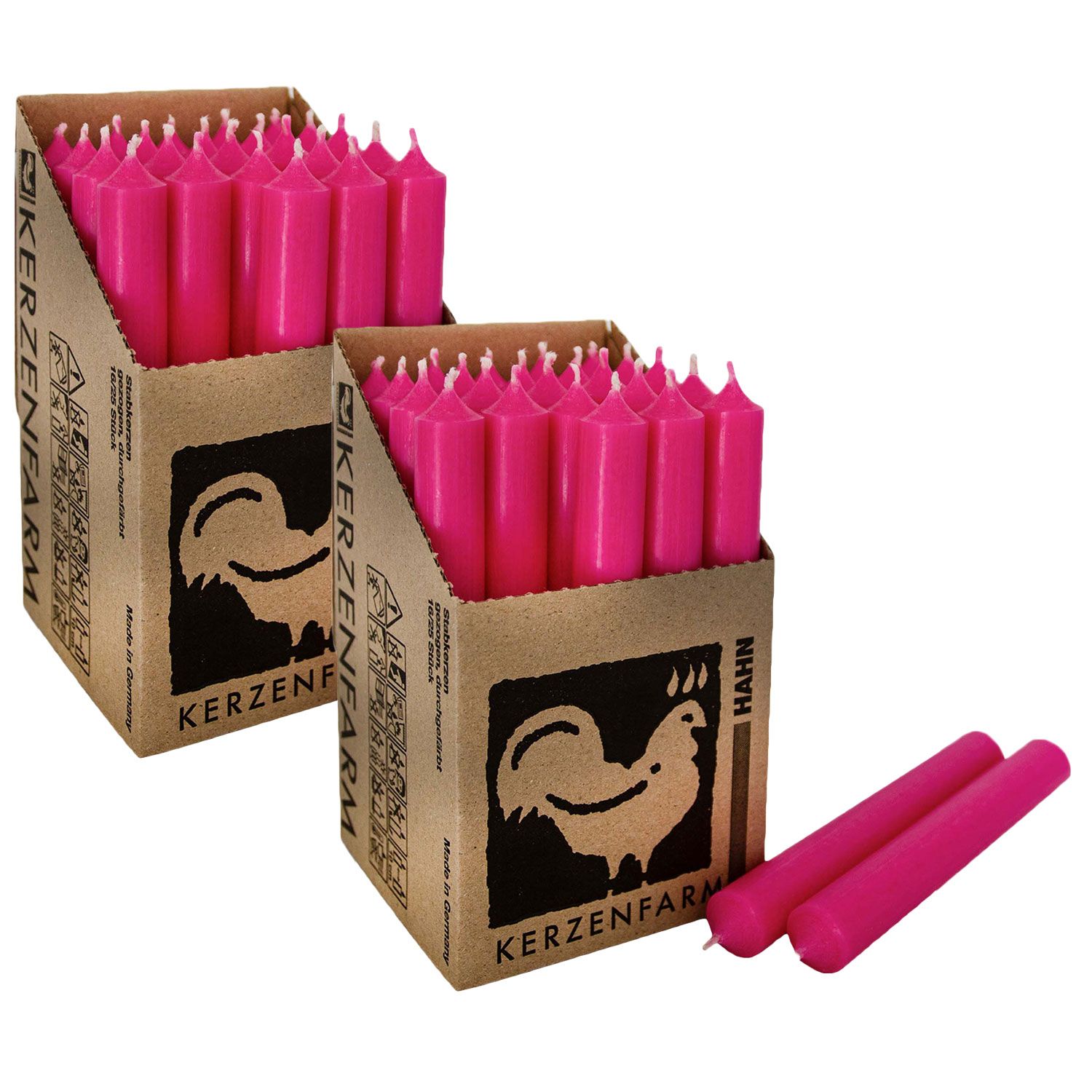2 x 25 Stabkerzen Neon Pink - Neon Pink 180 x 22 mm Kerzenfarm Kerzen Candle Set
