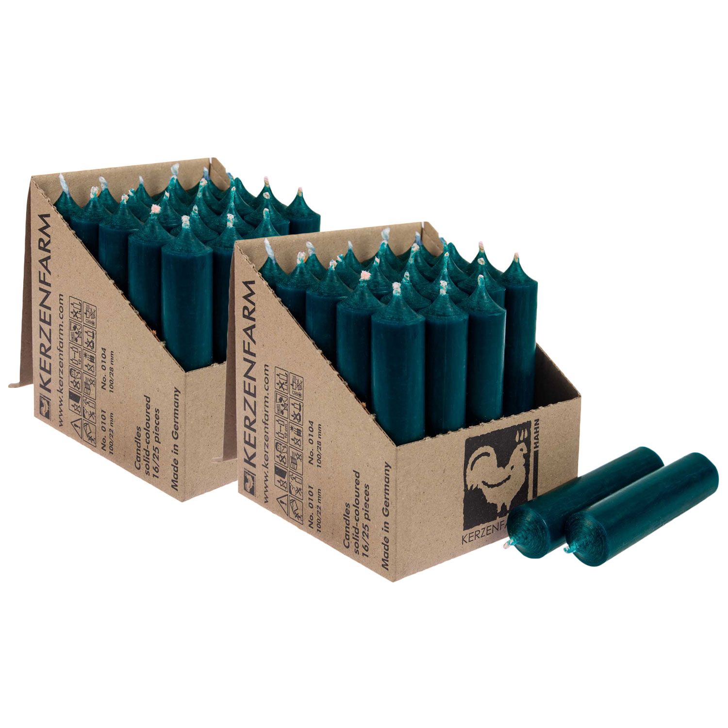 2 x 25 Stabkerzen Ozeanblau 100 x 22 mm Kerzenfarm Kerzen Candle Set