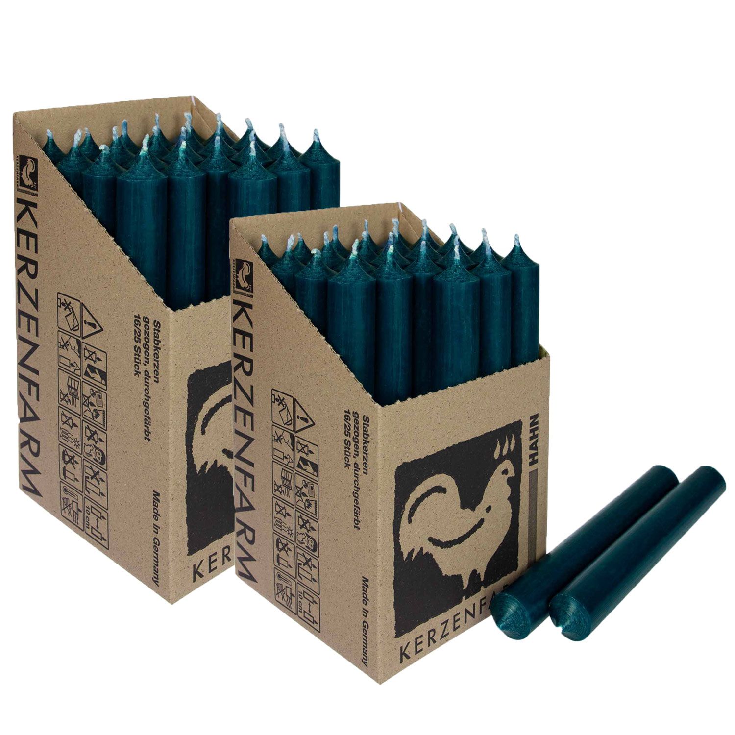 2 x 25 Stabkerzen Ozeanblau 180 x 22 mm Kerzenfarm Kerzen Candle Set