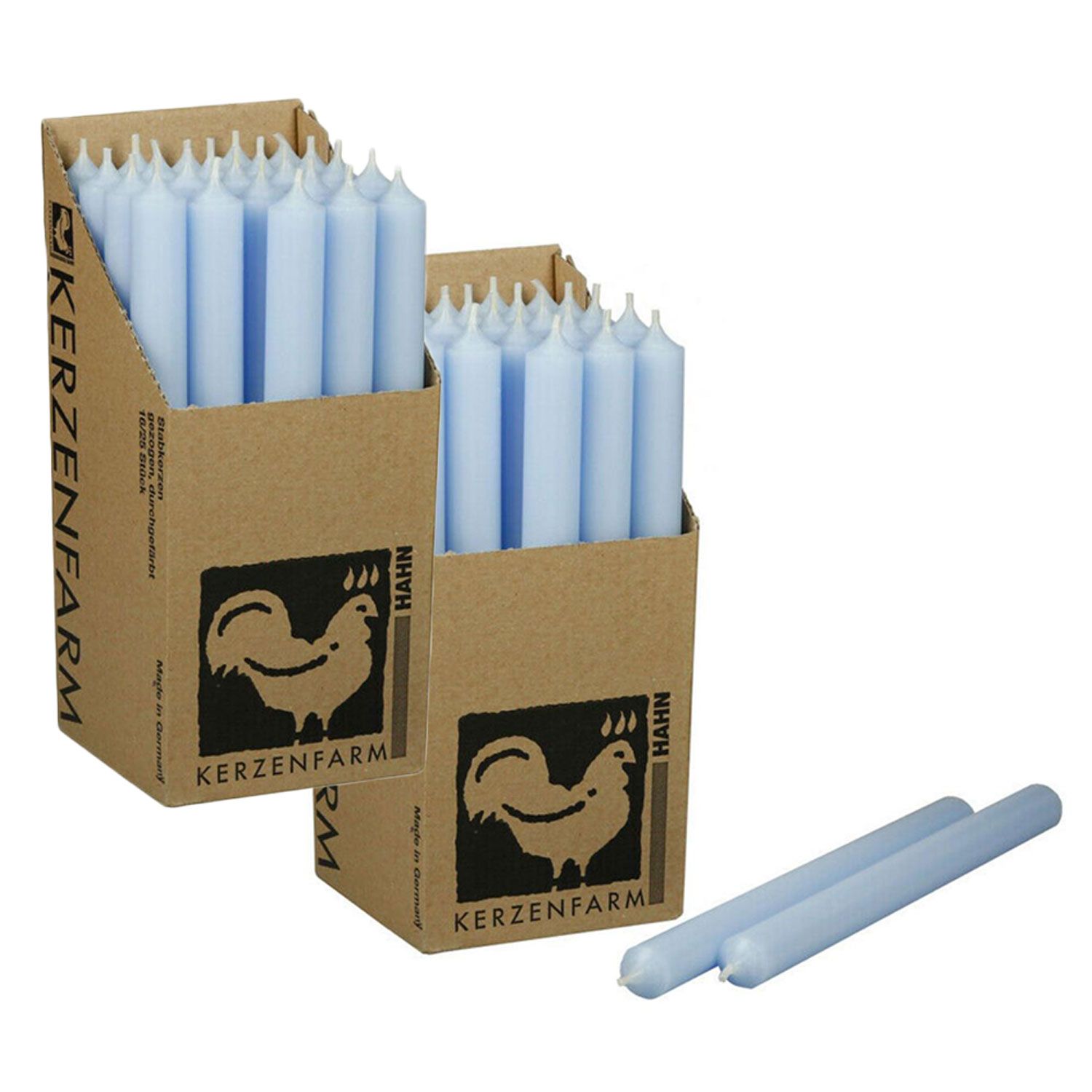 2 x 25 Stabkerzen Pastellblau 180 x 22 mm Kerzenfarm Kerzen Candle Set