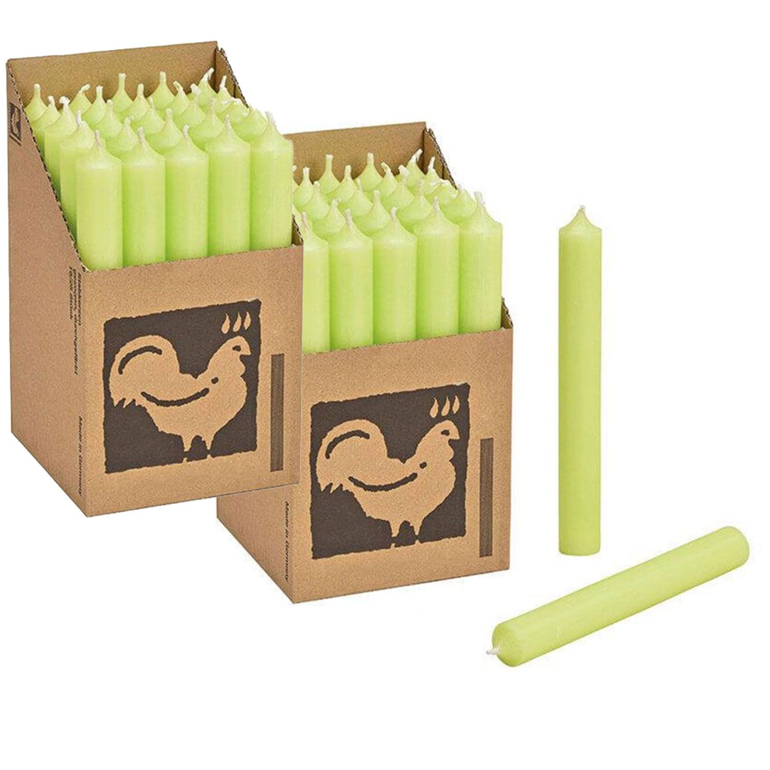 2 x 25 Stabkerzen Pastellgr�n 180 x 22 mm Kerzenfarm Kerzen Candle Set