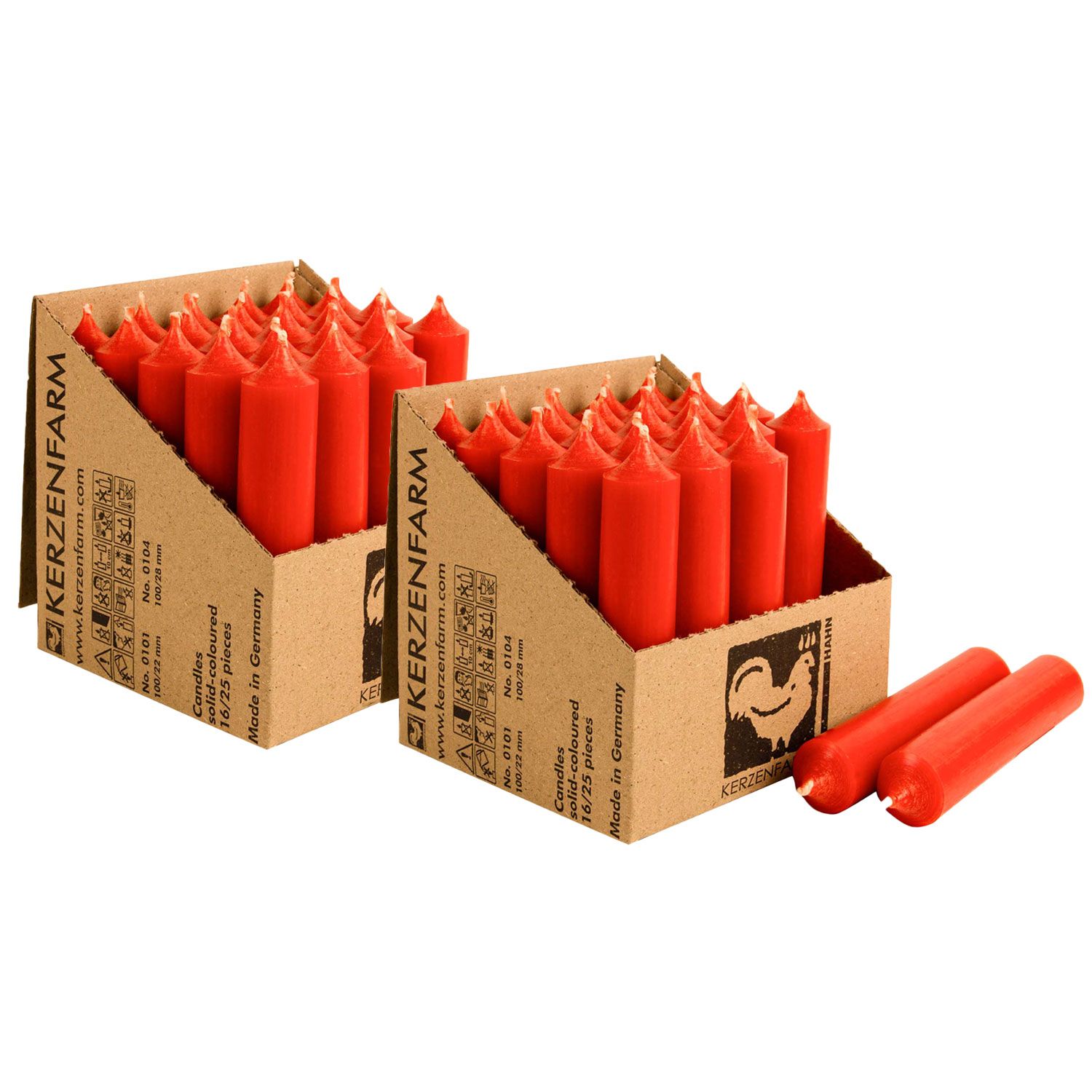 2 x 25 Stabkerzen Rost 100 x 22 mm Kerzenfarm Kerzen Candle Set