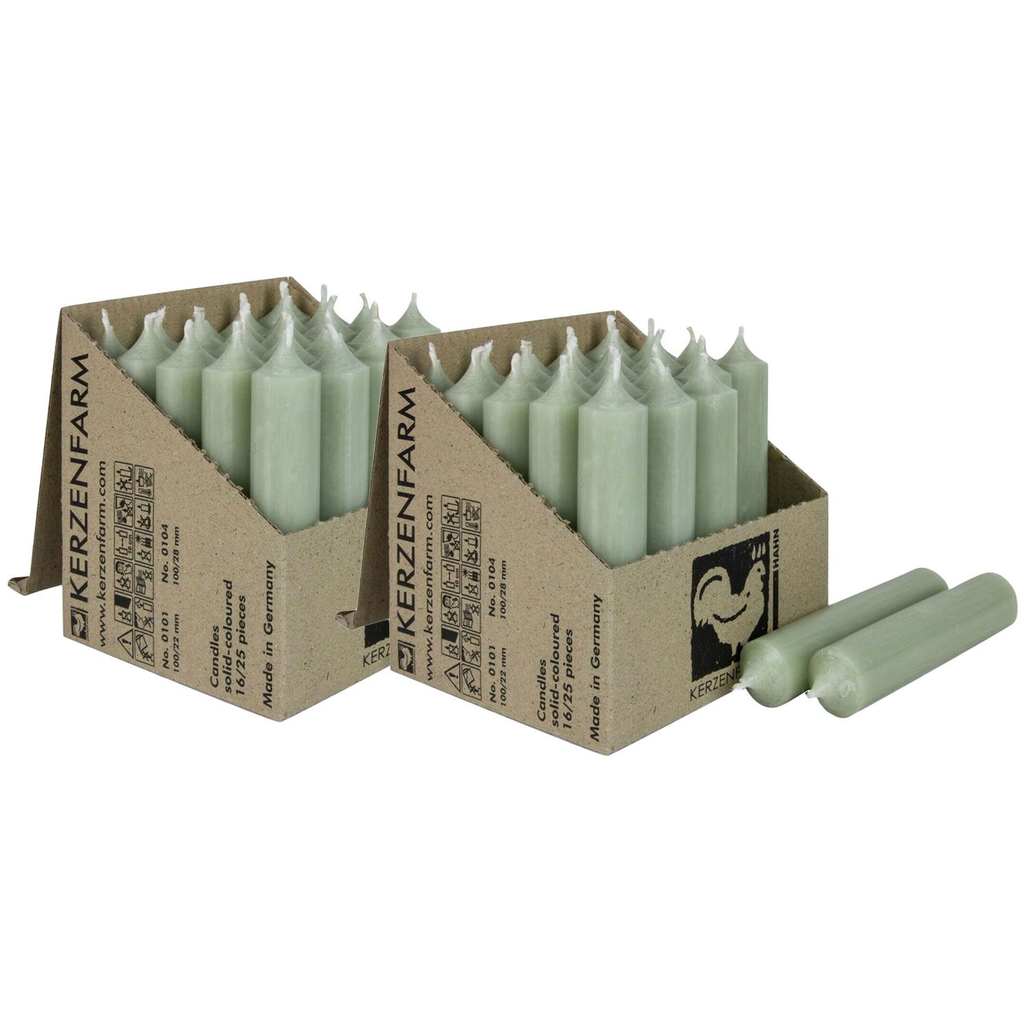 2 x 25 Stabkerzen Salbei 100 x 22 mm Kerzenfarm Kerzen Candle Set