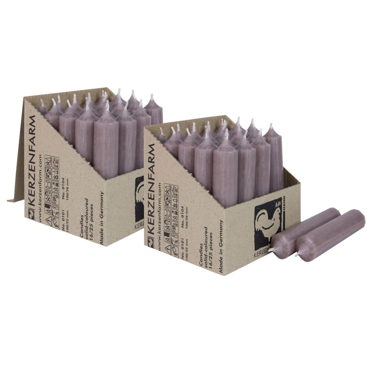 2 x 25 Stabkerzen Schlamm Erdig 100 x 22 mm Kerzenfarm Kerzen Candle Set
