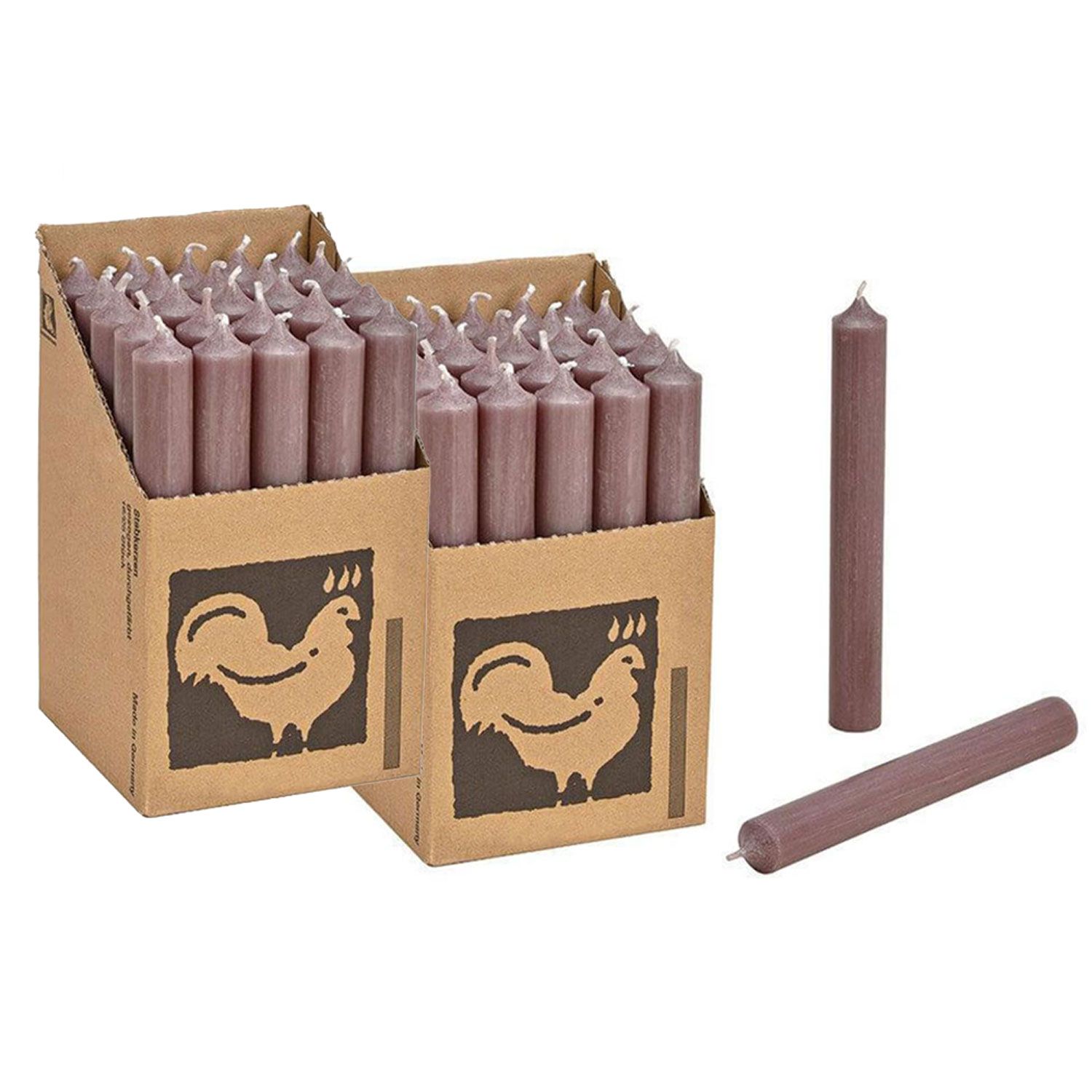 2 x 25 Stabkerzen Schlamm - Erdig 250 x 22 mm Kerzenfarm Kerzen Candle Set