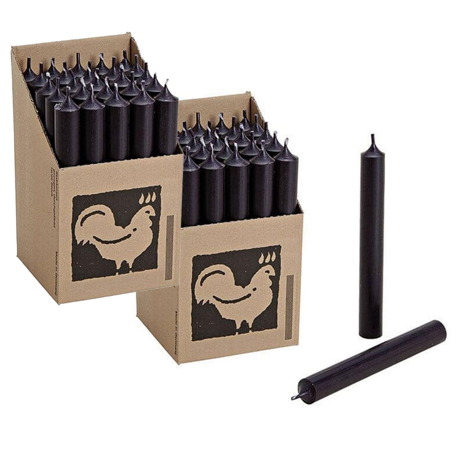 2 x 25 Stabkerzen Schwarz 250 x 22 mm Kerzenfarm Kerzen Candle Set