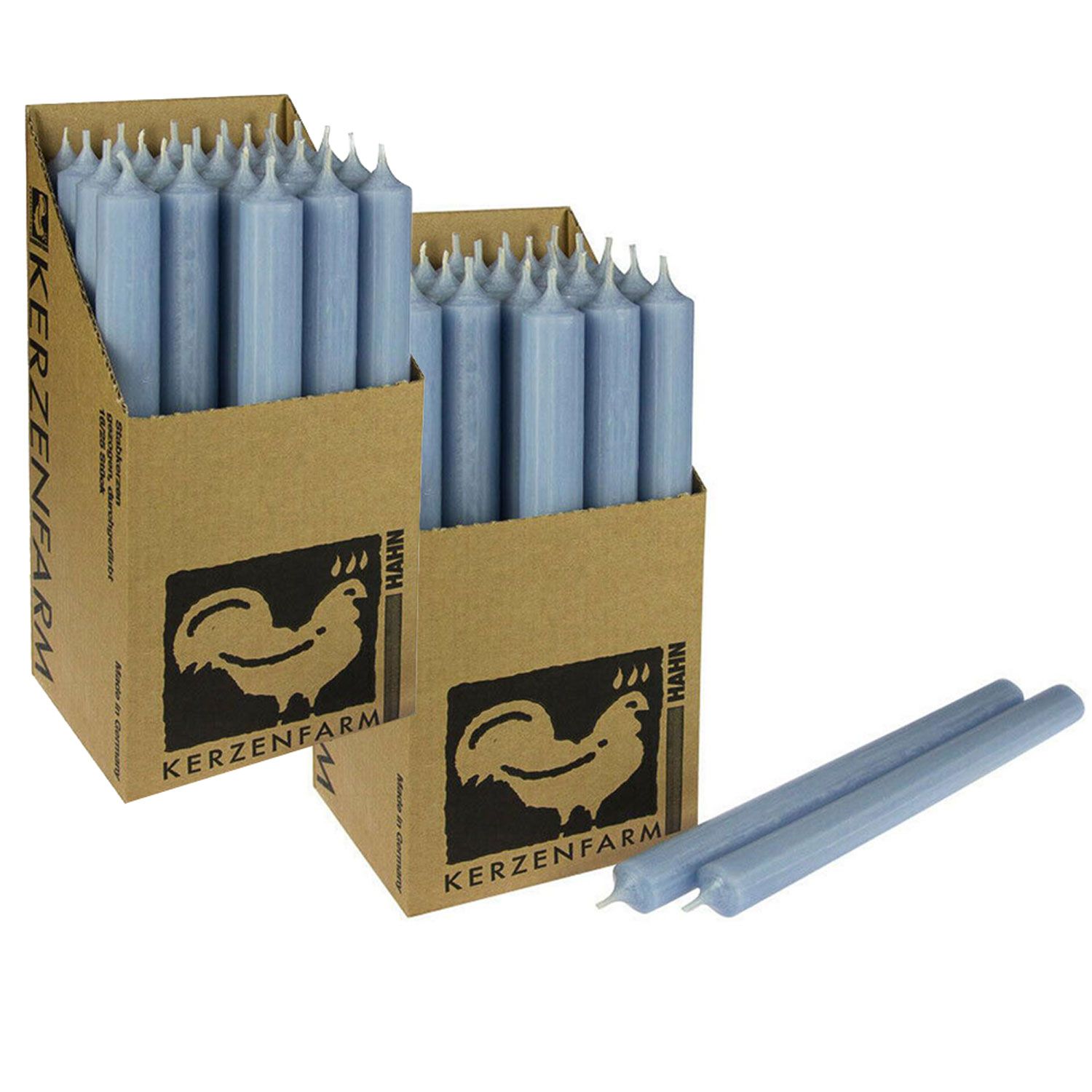 2 x 25 Stabkerzen Taubenblau 250 x 22 mm Kerzenfarm Kerzen Candle Set
