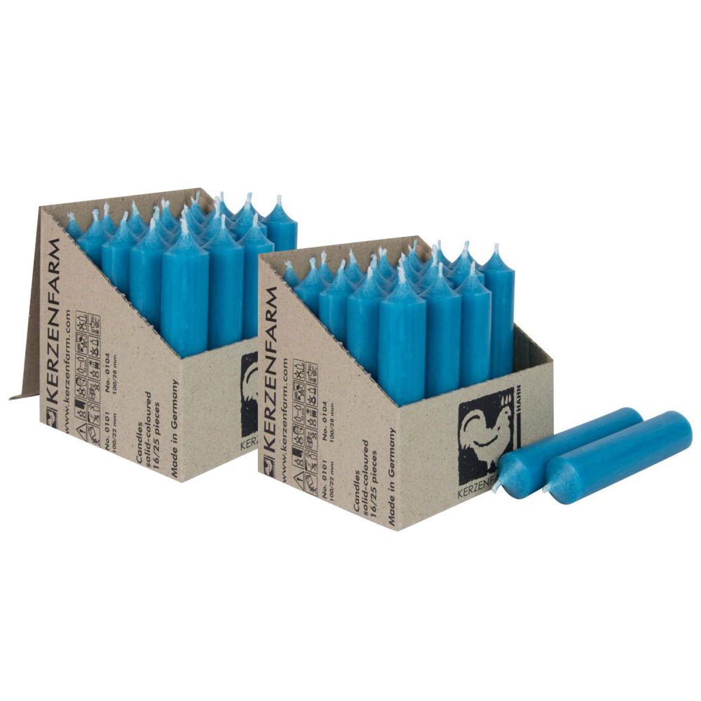 2 x 25 Stabkerzen Türkis 100 x 22 mm Kerzenfarm Kerzen Set bei Riemax