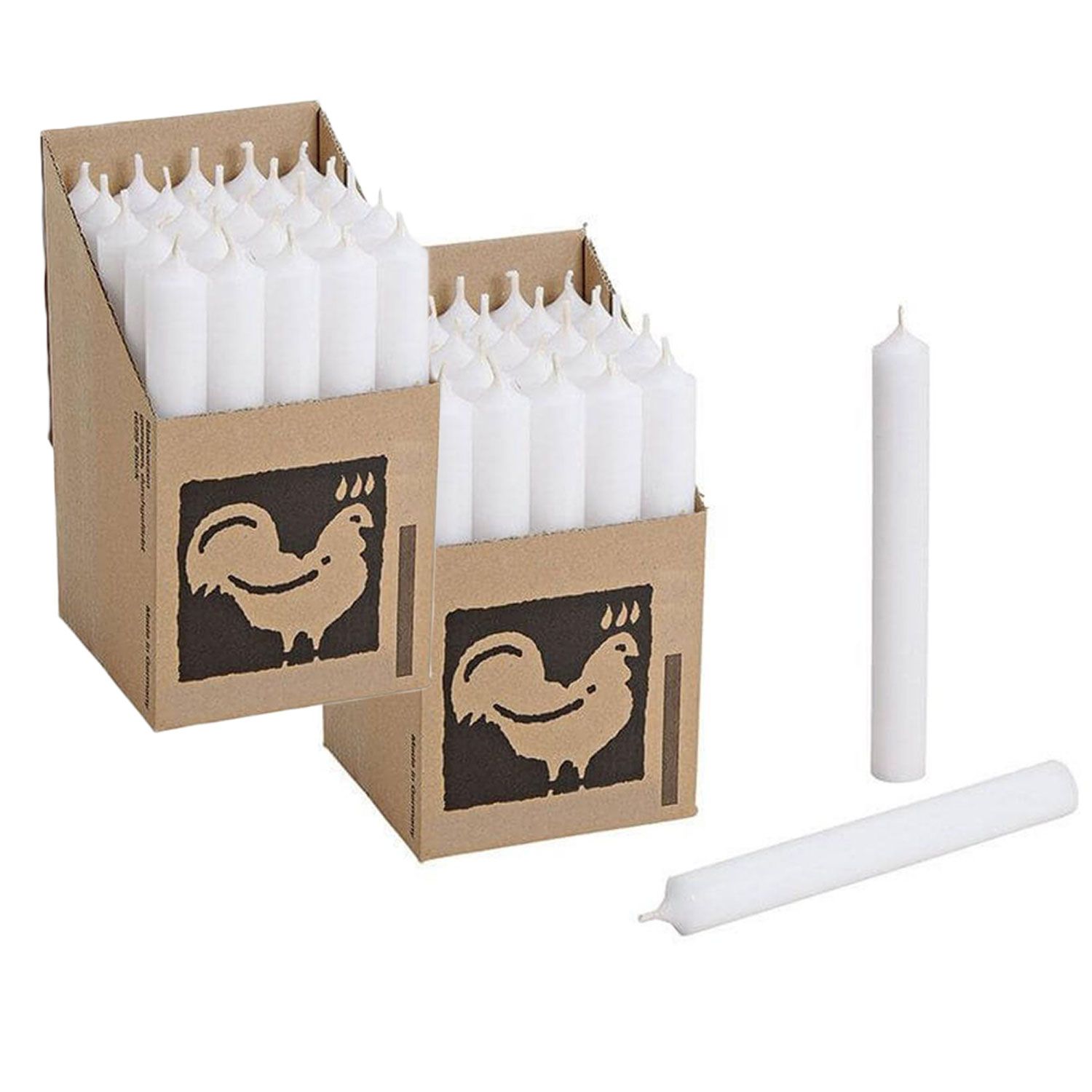2 x 25 Stabkerzen Wei� - White 180 x 22 mm Kerzenfarm Kerzen Candle Set