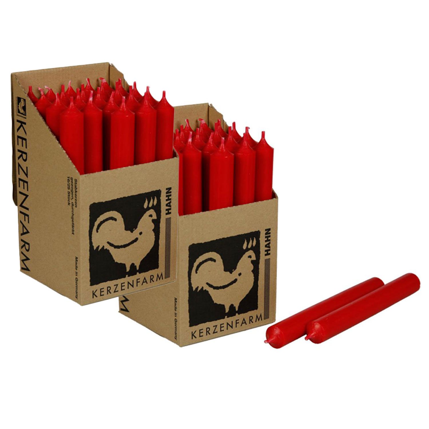 2 x 25 Stabkerzen Weihnachtsrot 250 x 22 mm Kerzenfarm Kerzen Candle Set