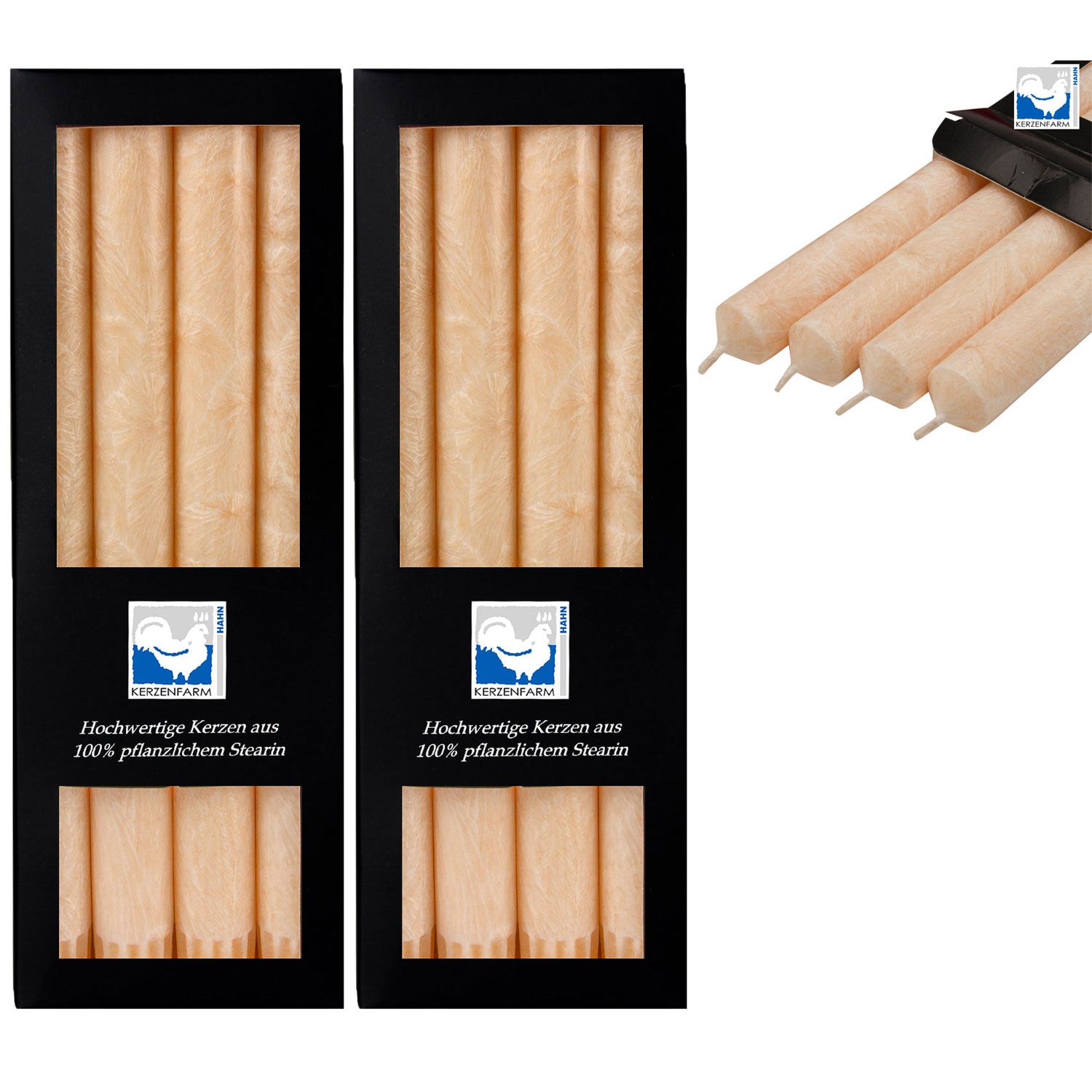 2 x 4 Stearin Stabkerzen Creme 250 x 22 mm Kerzenfarm Kerzen Candle Set