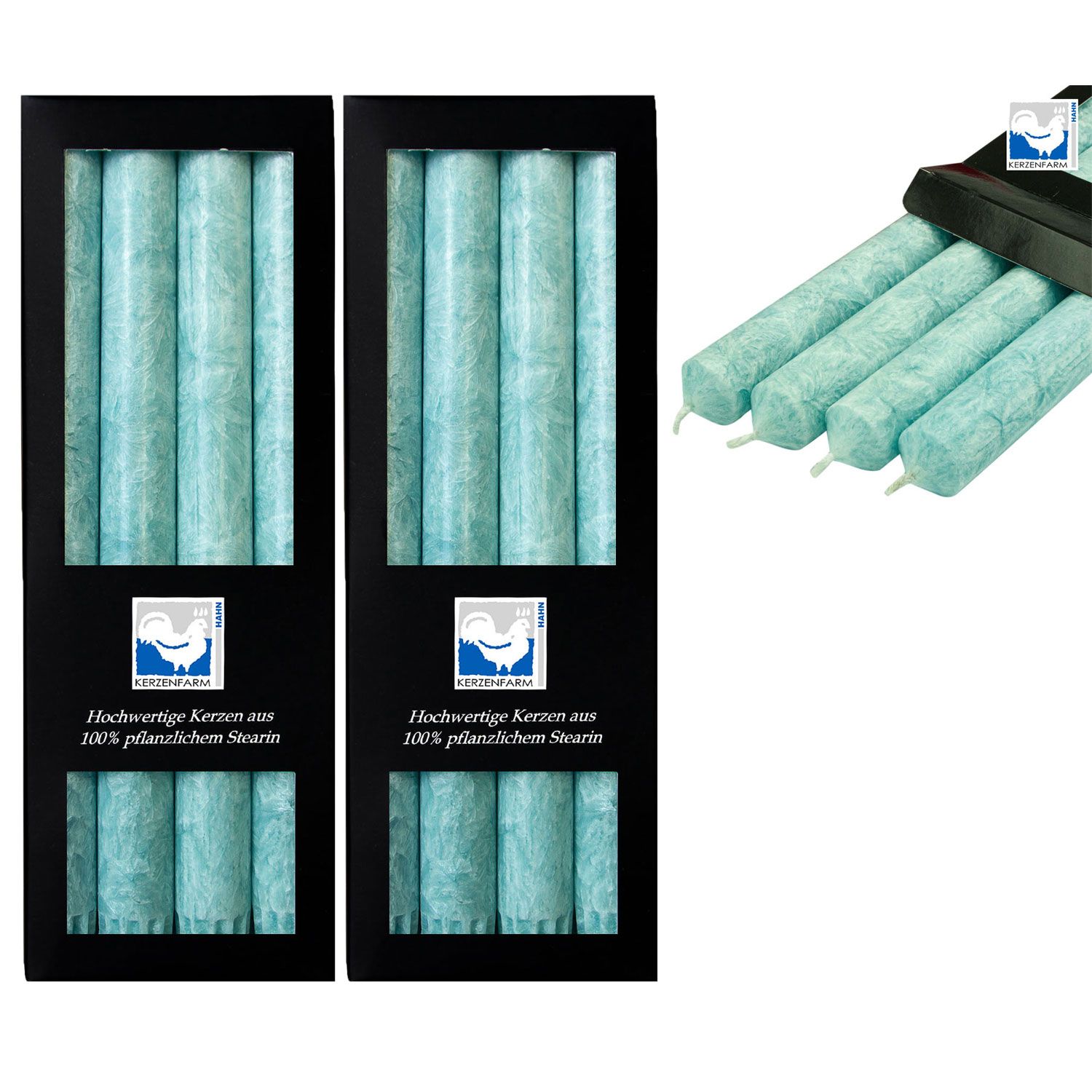 2 x 4 Stearin Stabkerzen Eisblau 250 x 22 mm Kerzenfarm Kerzen Candle Set