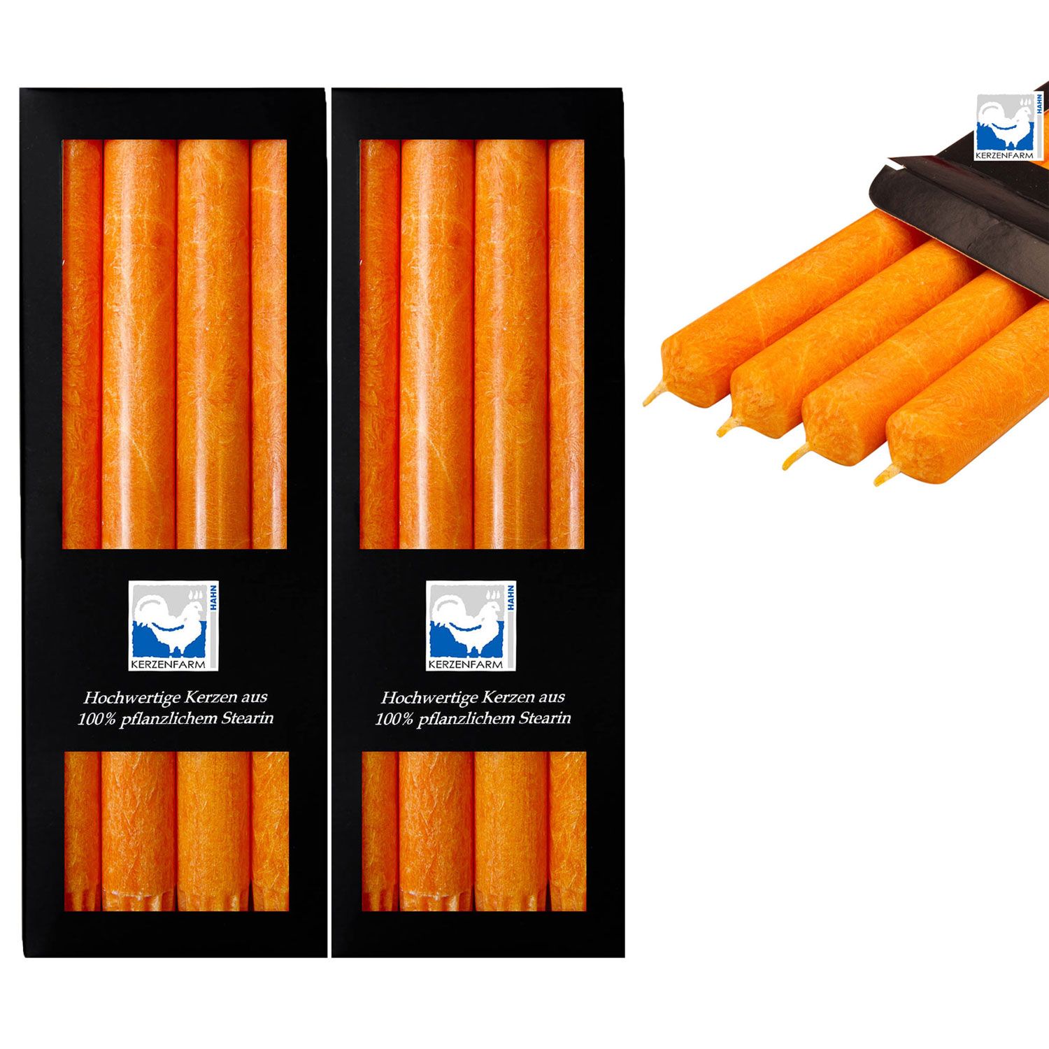 2 x 4 Stearin Stabkerzen Orange 250 x 22 mm Kerzenfarm Kerzen Candle Set