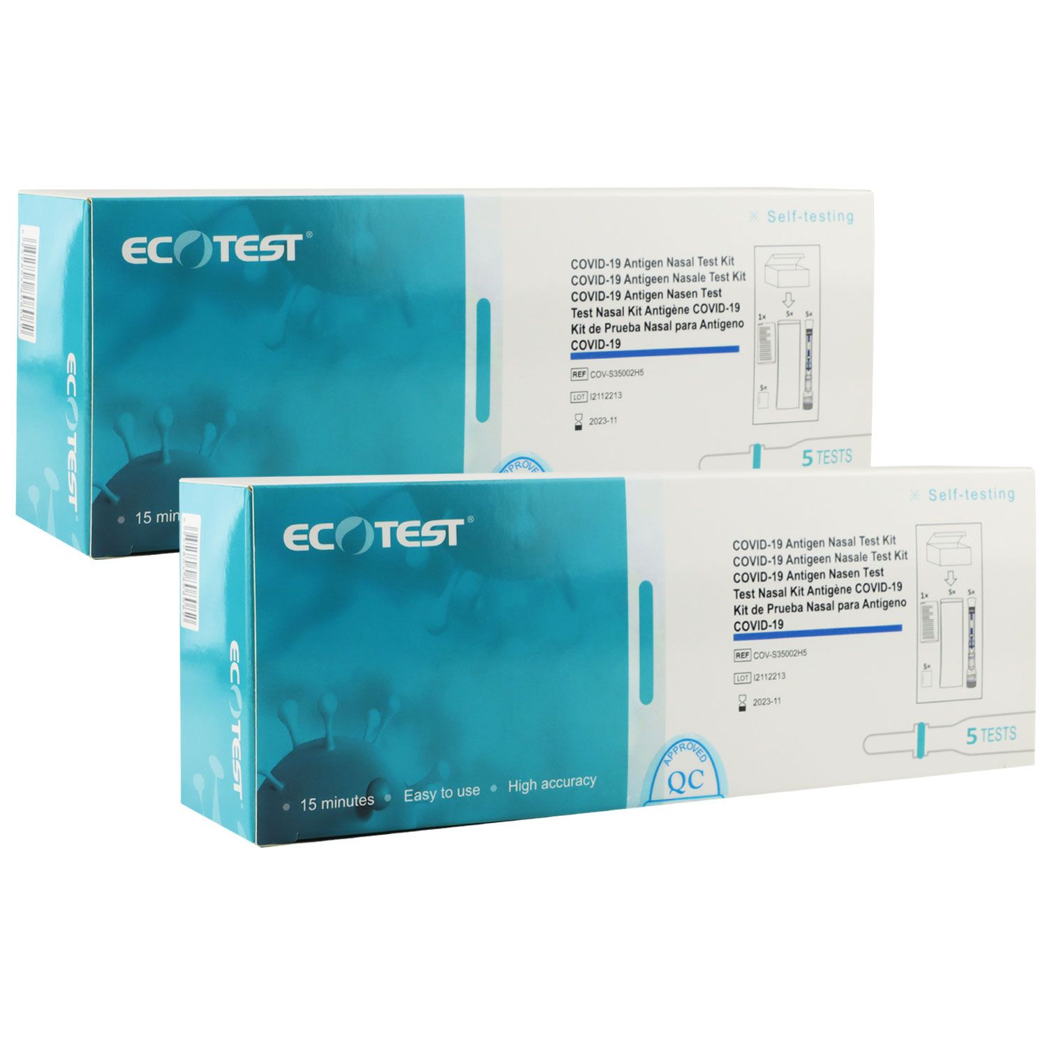2 x Ecotest Pen Antigen Schnelltest Nasal CE1434 Laintest 5 Stück Box bei Riemax