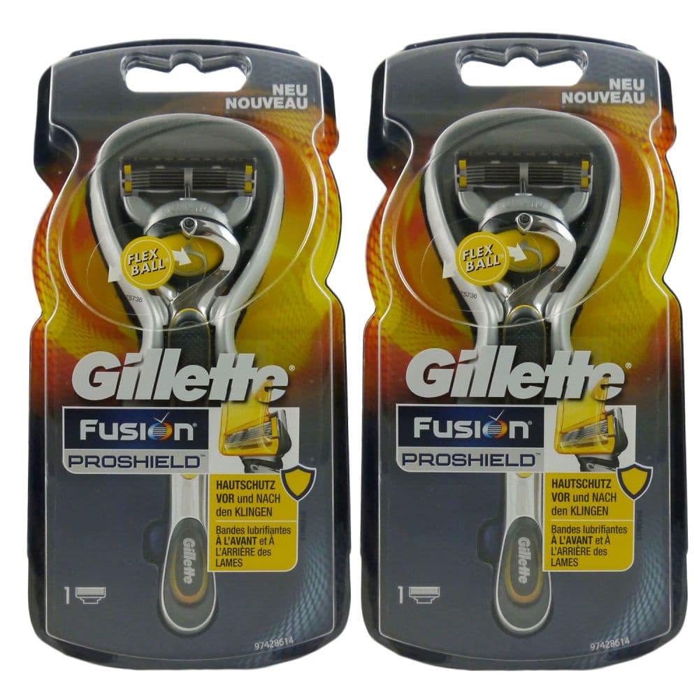 2 x Gillette Fusion ProShield Flexball Rasierer - Herren Nassrasierer ...