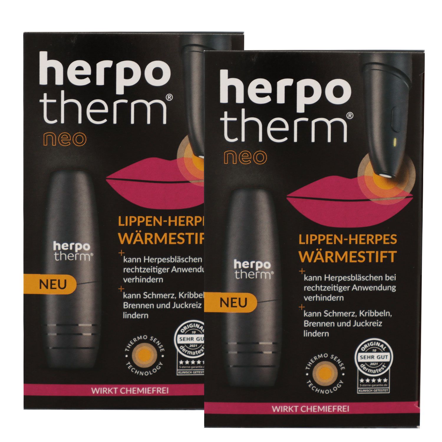2 x Herpotherm Neo verhindert Ausbruch von Herpes gegen Lippenherpes W�rmestift Set