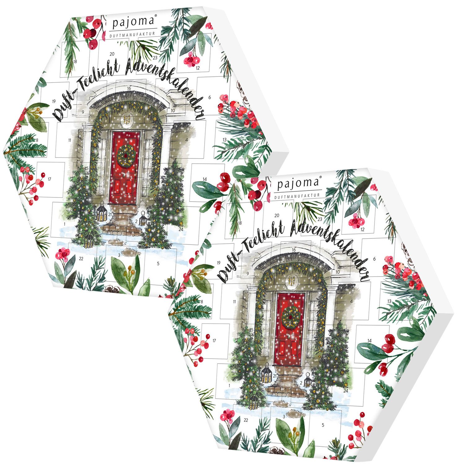 2 x Pajoma Adventskalender 24 Duft Teelichte & 1 Teelichthalter Set
