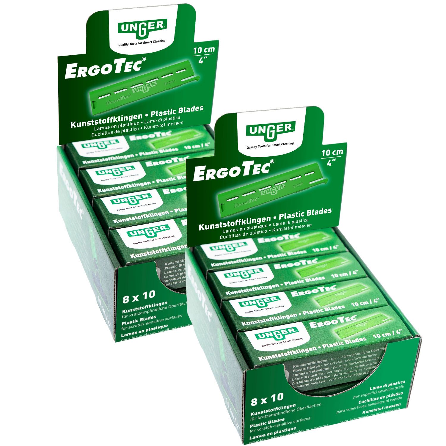 2 x Unger ErgoTec E100P 8 x 10 Kunststoffklingen Box 10 cm Klingen Set