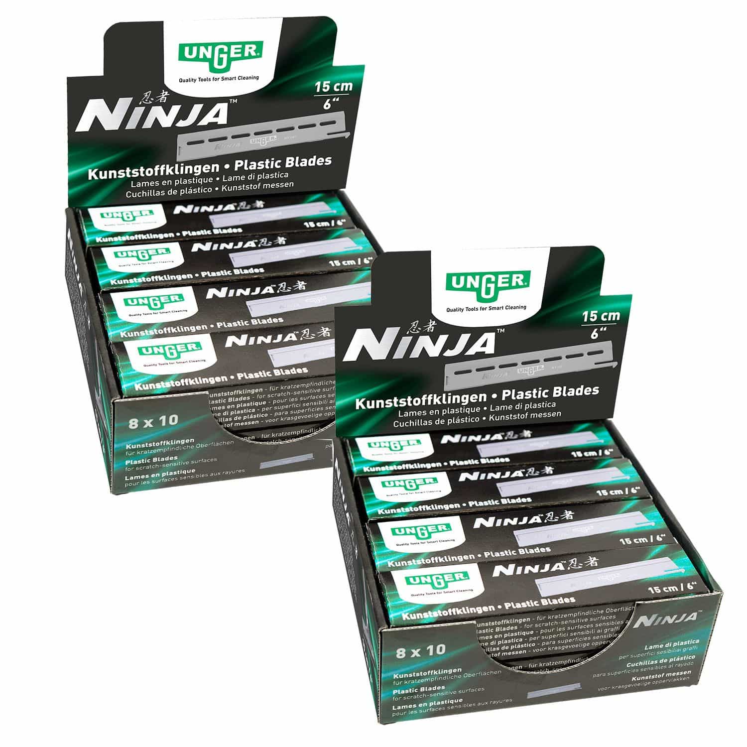 2 x Unger Ninja N150P 8 x 10 Kunststoffklingen Box 15 cm Klingen Set