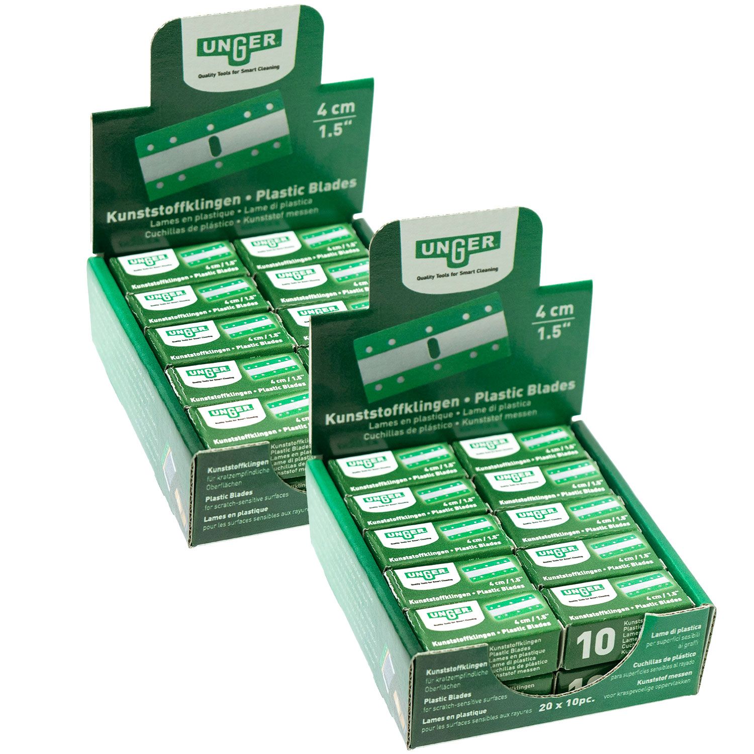 2 x Unger SRB4P 4 cm Kunststoffklingen Box 10 Klingen f�r Sicherheitsschaber Set