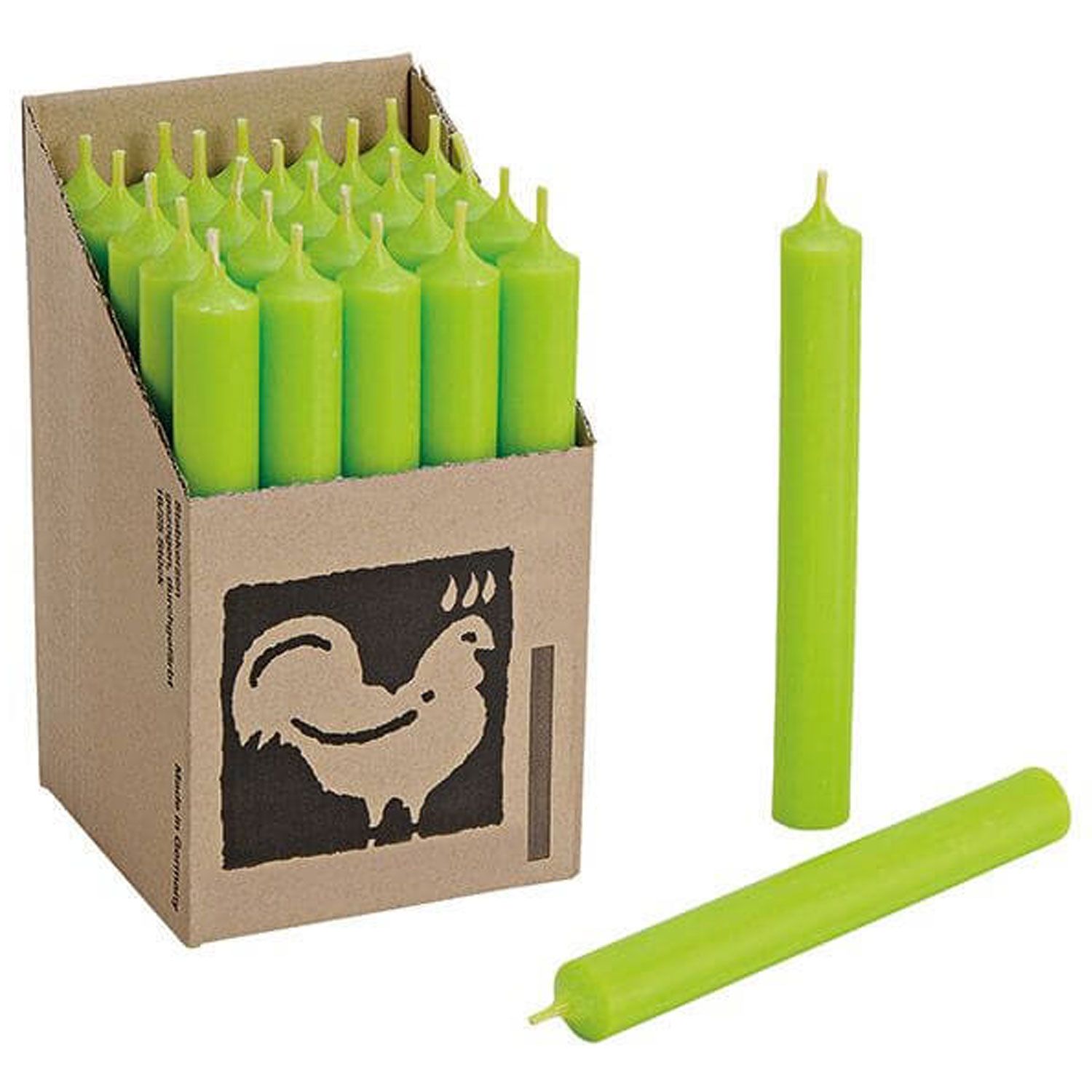 25 Stabkerzen Apfelgr�n - Apple Green 180 x 22 mm Kerzenfarm Kerzen Candle