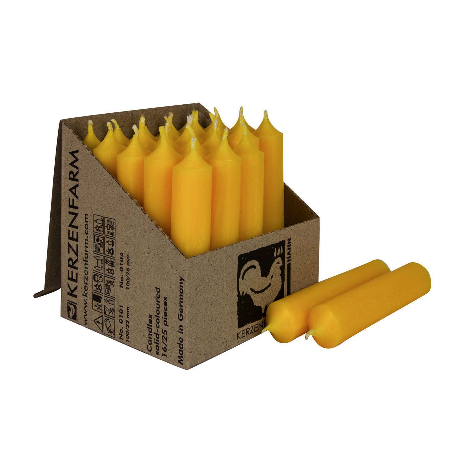 25 Stabkerzen Currygelb 100 x 22 mm Kerzenfarm Kerzen Candle