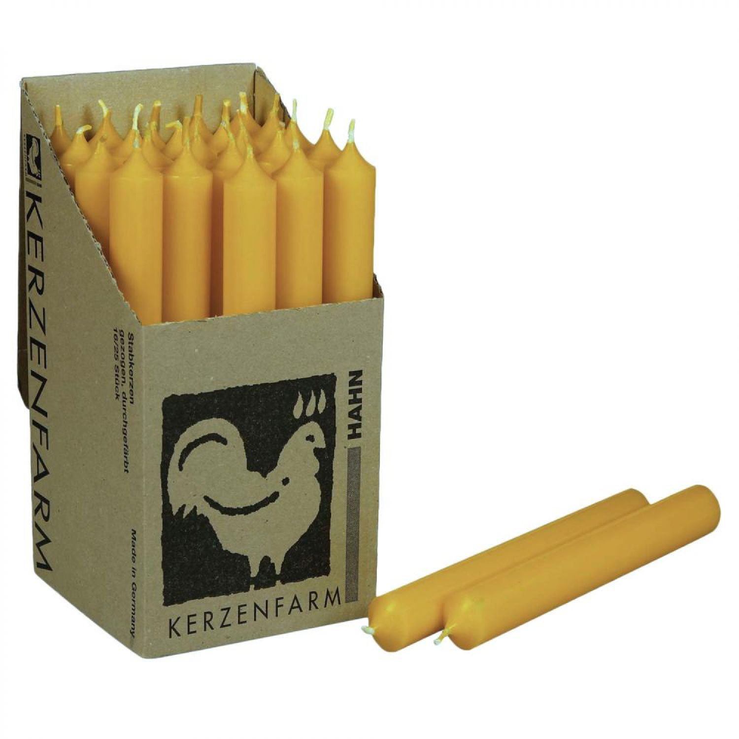 25 Stabkerzen Currygelb 180 x 22 mm Kerzenfarm Kerzen Candle