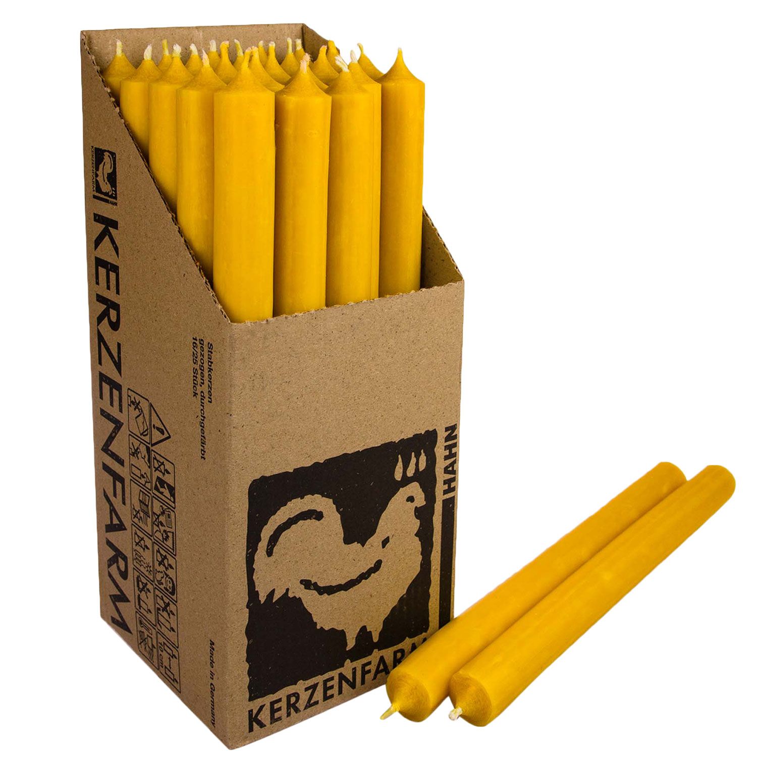 25 Stabkerzen Currygelb 250 x 22 mm Kerzenfarm Kerzen Candle