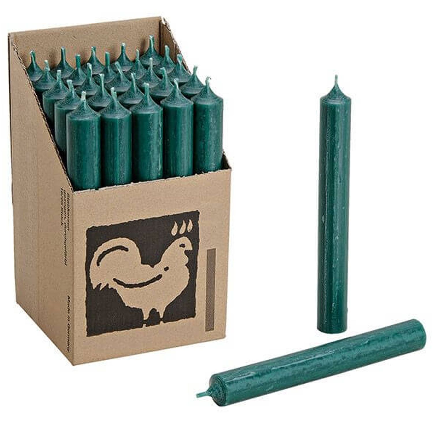 25 Stabkerzen Dunkelgr�n - Dark Green 180 x 22 mm Kerzenfarm Kerzen Candle