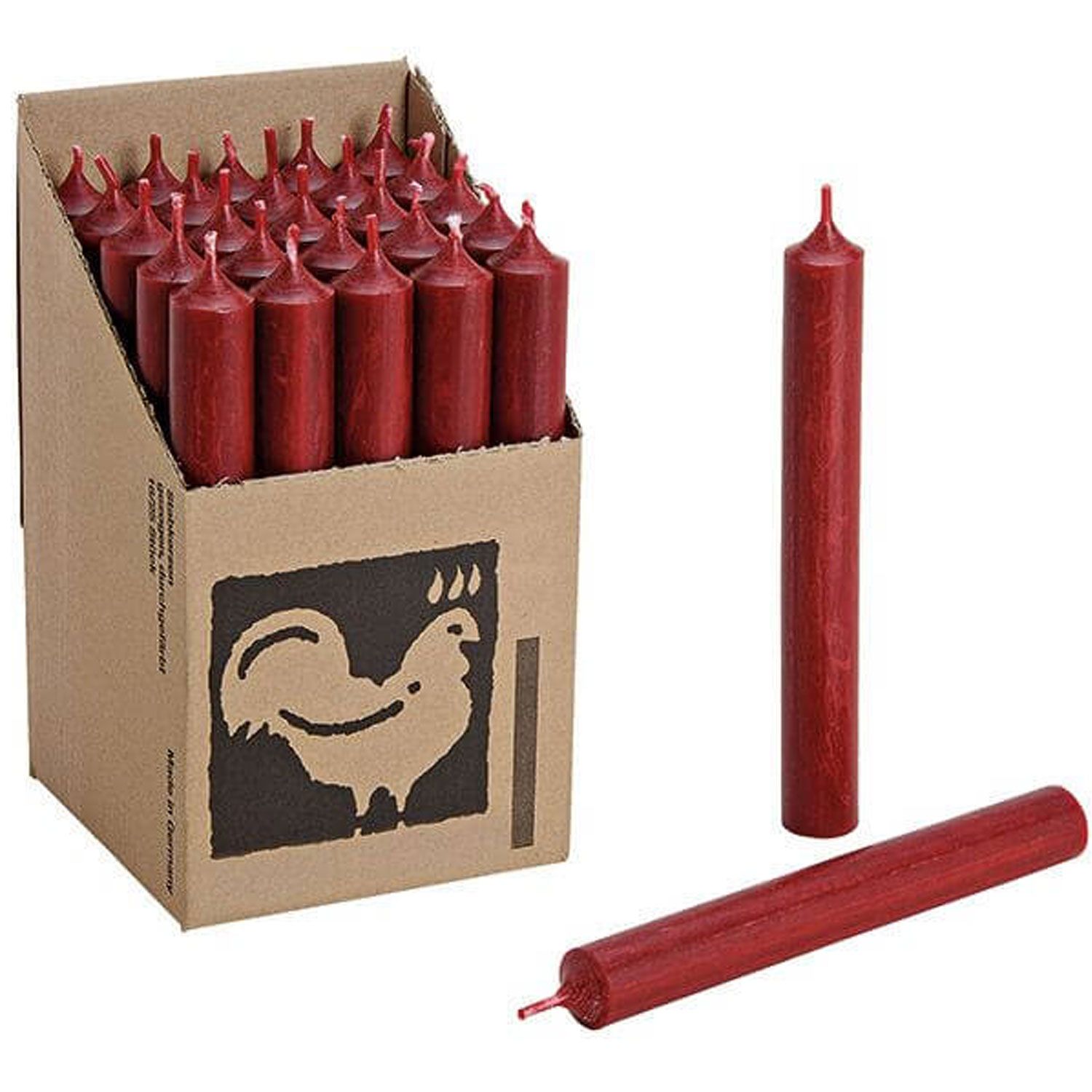 25 Stabkerzen Dunkelrot - Dark Red 180 x 22 mm Kerzenfarm Kerzen Candle