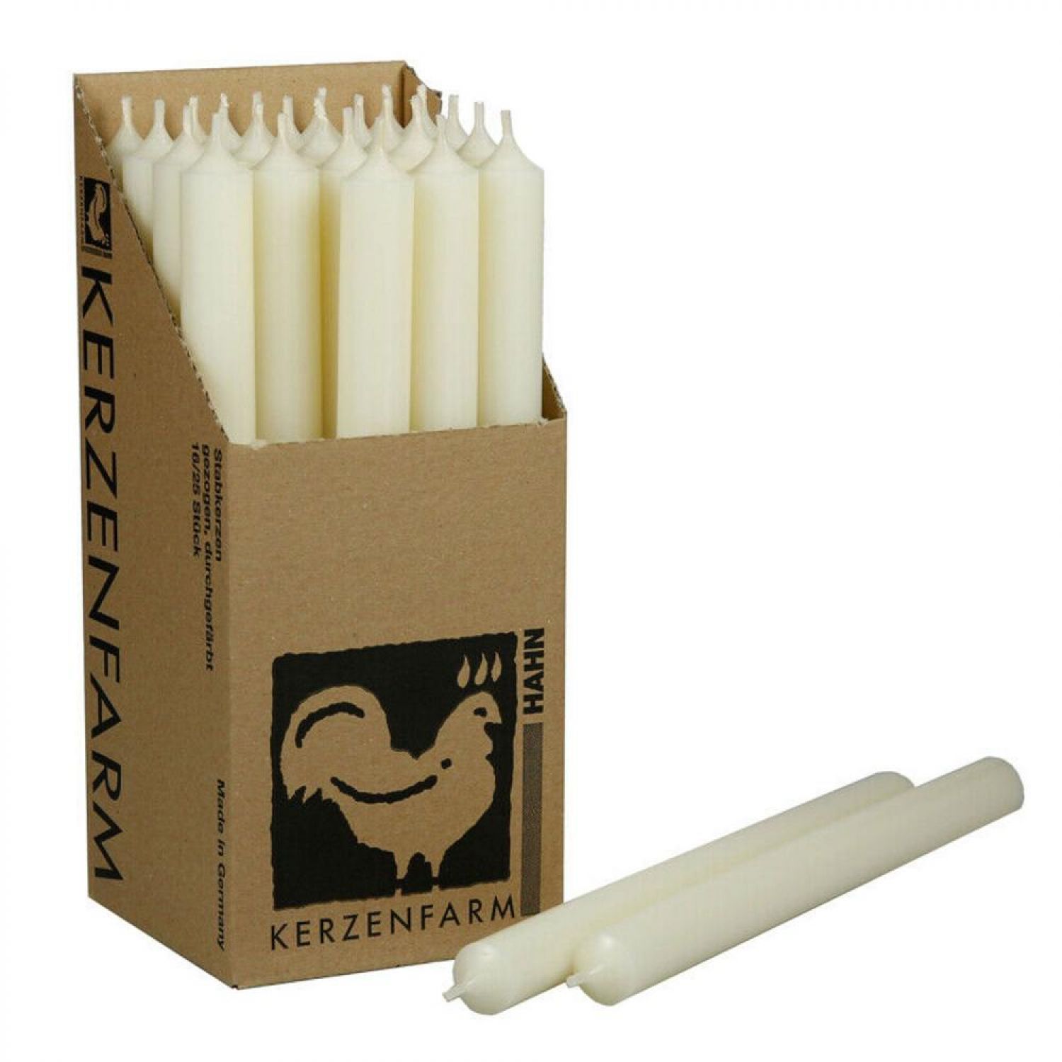 25 Stabkerzen Elfenbein - Ivory 250 x 22 mm Kerzenfarm Kerzen Candle