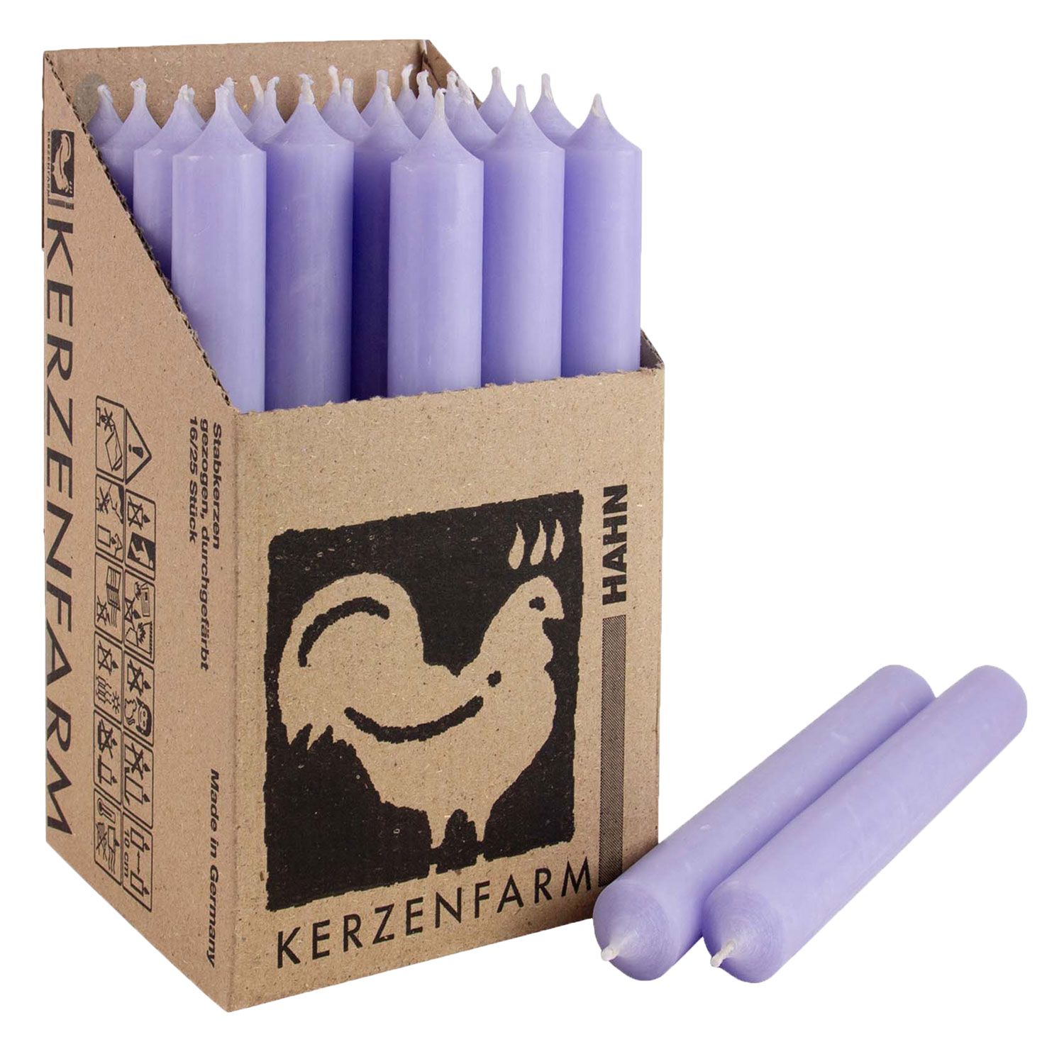 25 Stabkerzen Flieder 180 x 22 mm Kerzenfarm Kerzen Candle