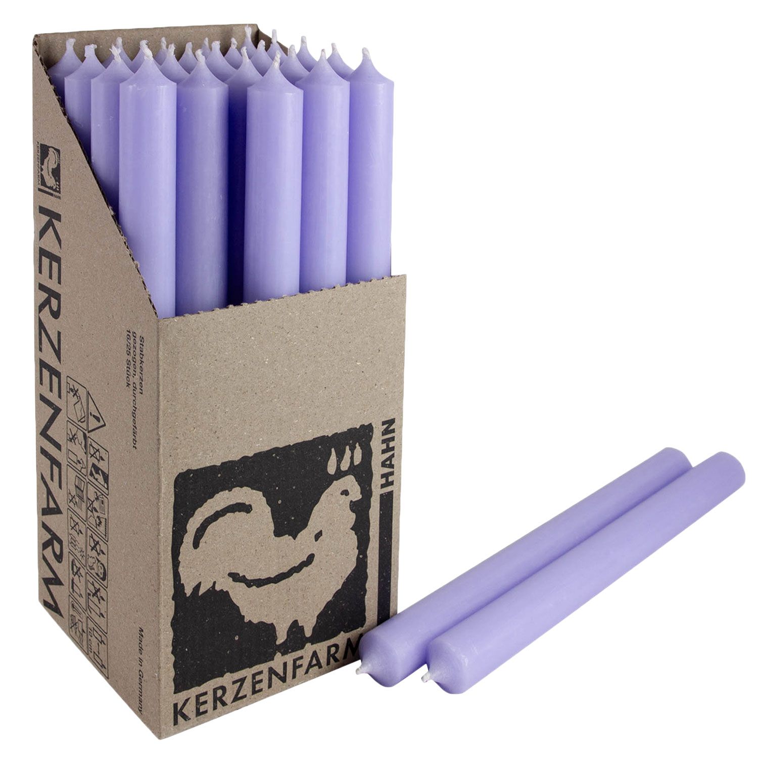 25 Stabkerzen Flieder 250 x 22 mm Kerzenfarm Kerzen Candle