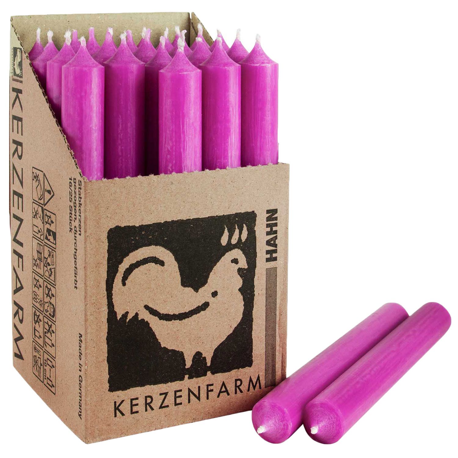 25 Stabkerzen Fuchsia 180 x 22 mm Kerzenfarm Kerzen Candle